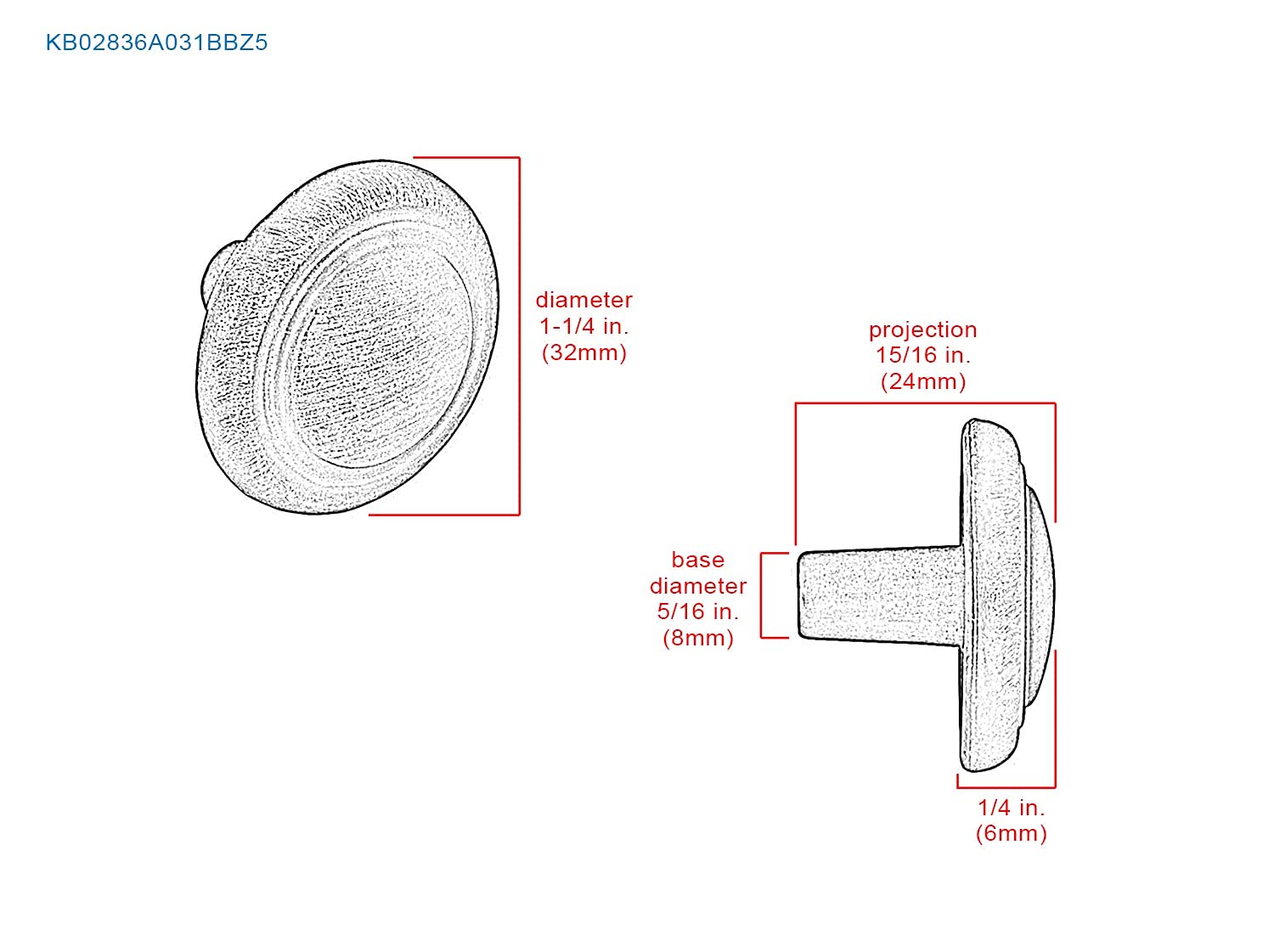 Burnished Bronze Cabinet Knob #1266-1-5/16