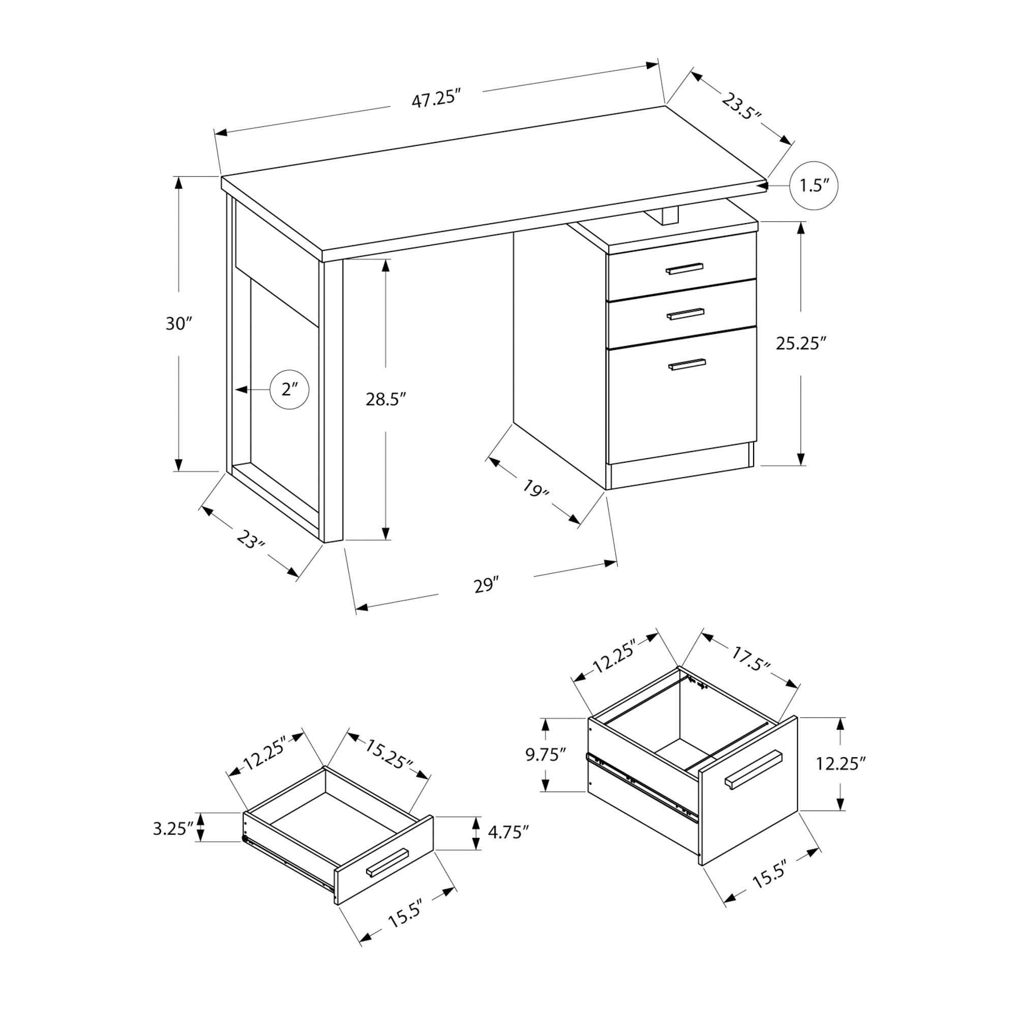 Offex 48 Inch Black and Grey Wooden Computer Desk with Storage Drawers - Left or Right Facing Home Office Desk for Work, Study & Gaming