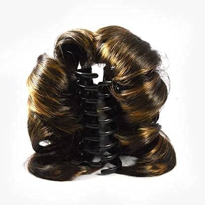 AB Glam Mart Brown Golden Clip-In Hair Bun for Women & Girls - 1 Pack Synthetic Juda Hair Extension with Clutch - Perfect for Parties, Weddings & Everyday Styling