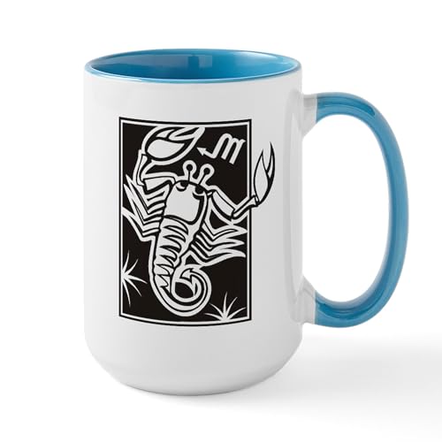 White/Blue Inside - Scorpio Coffee Mug / Cup 15Oz