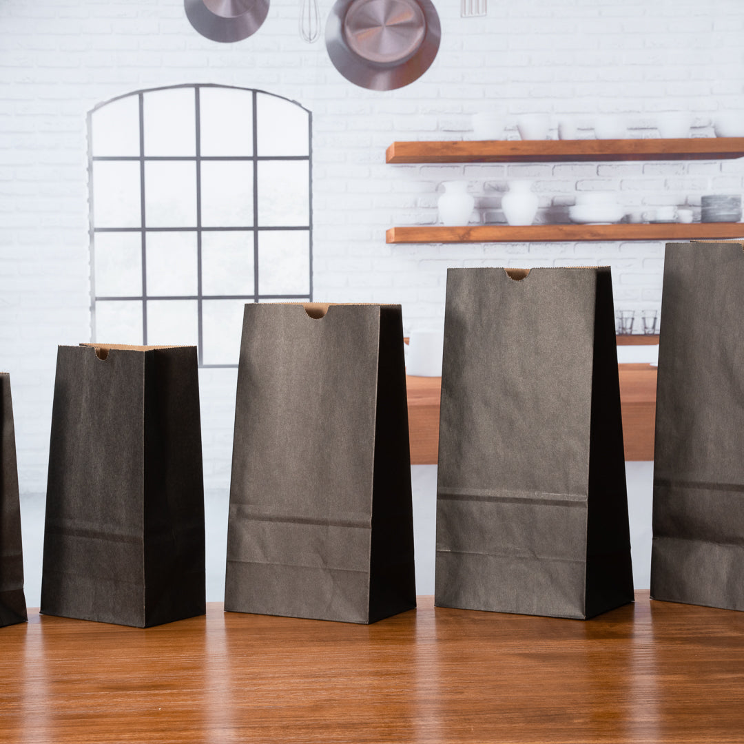 Premium Black Paper Bags 2 lb Capacity - 4.25