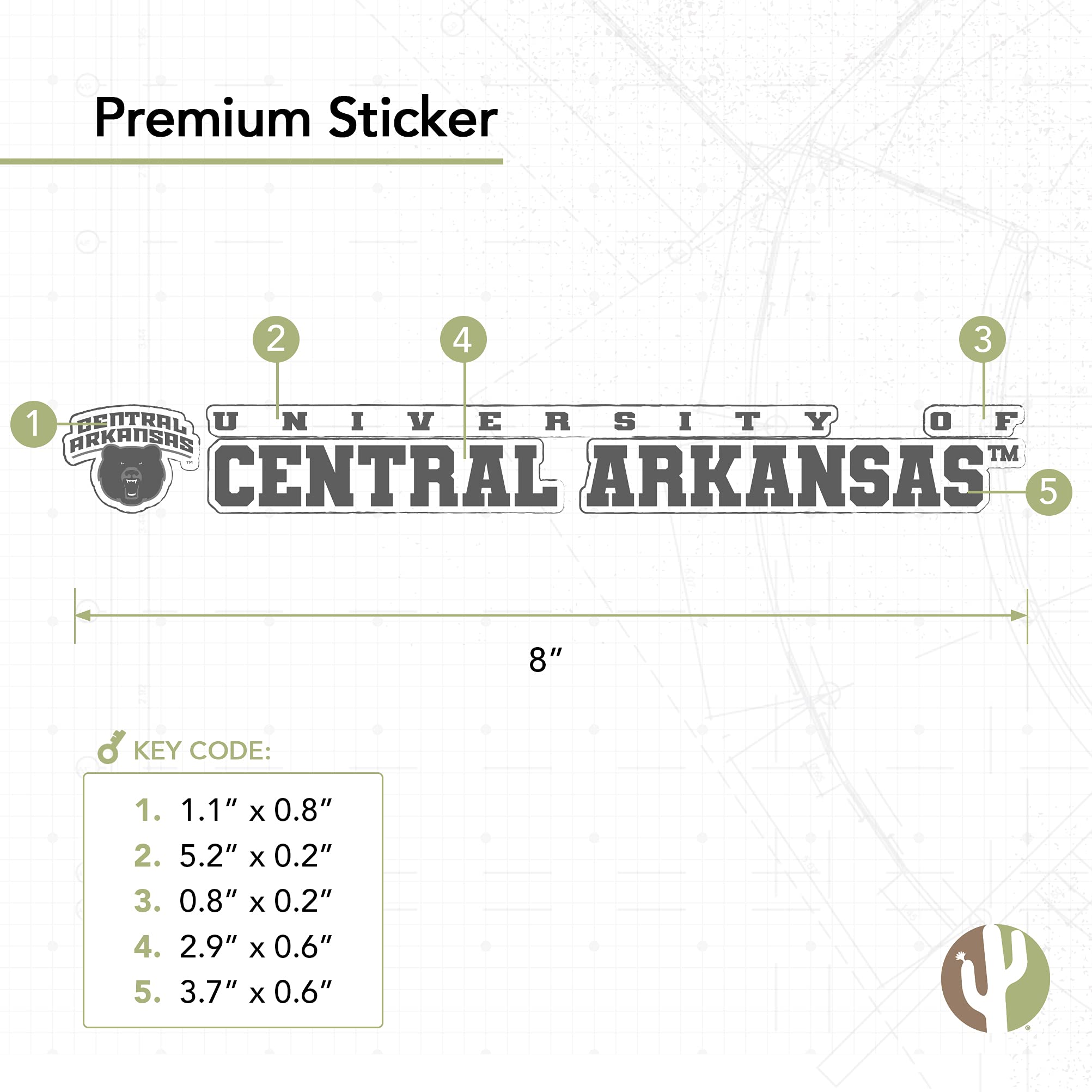 UCA Bears Vinyl Decal Sticker - 8 Inch Desert Cactus Design for Laptop, Water Bottle, Car & Scrapbook | University of Central Arkansas Logo | Perfect for School Spirit, College Pride & Fan Gifts