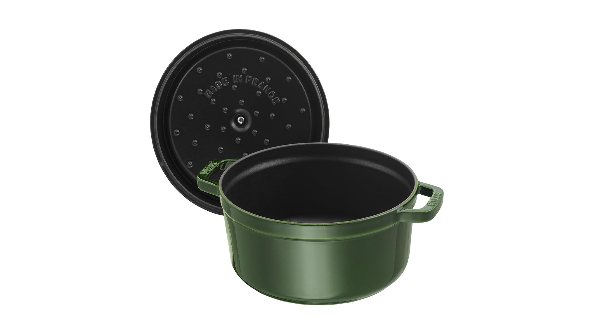 STAUB 1003969 Round Cast Iron Dutch Oven Cocotte - 22 cm, 2.6 L Capacity, Basil Green Enameled Cookware for Roasting, Braising & Baking | Perfect for Soups, Stews & Casseroles | Oven & Stovetop Safe