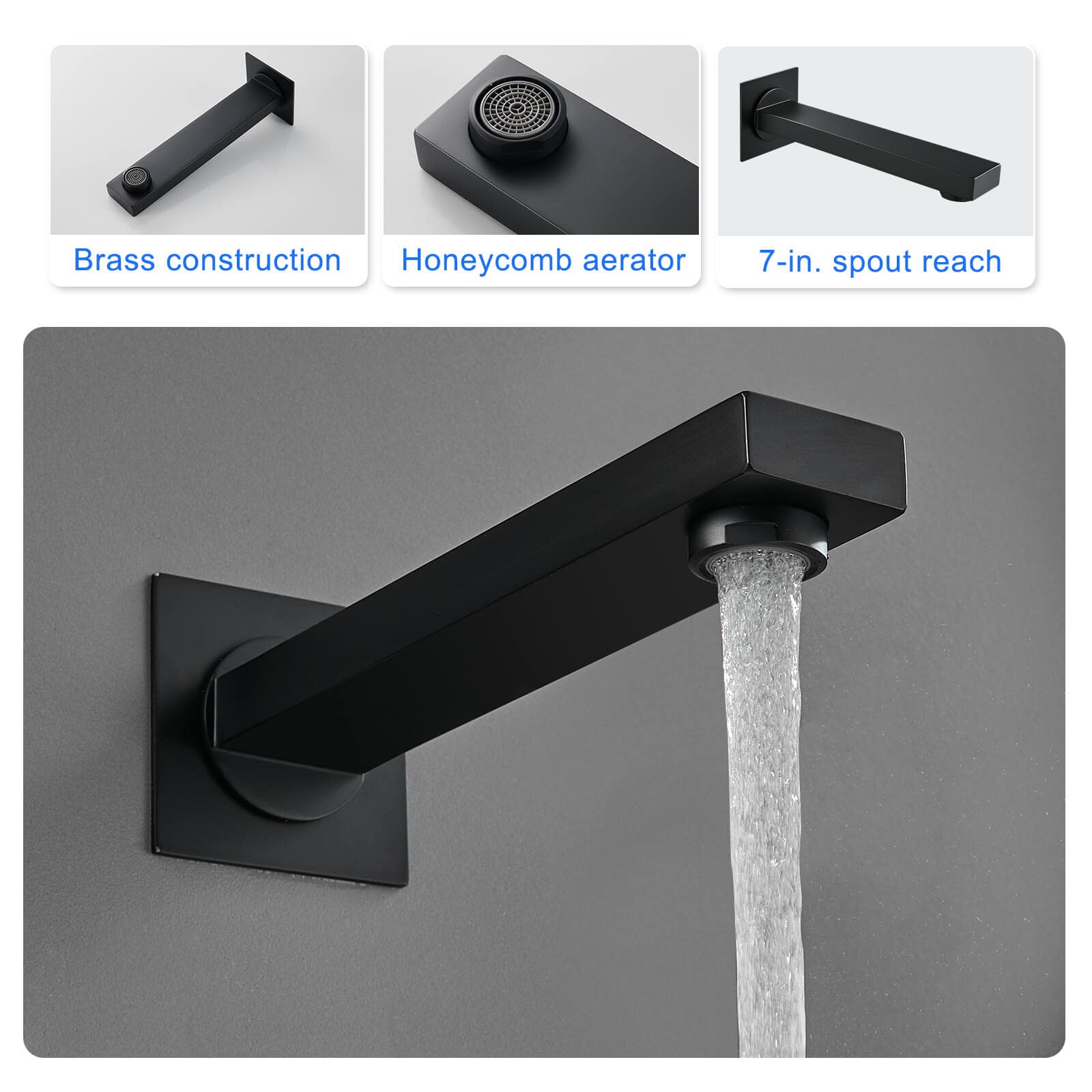 ROVOGO All-Metal Bathtub Shower Faucet Set with 10-Inch Square Rain Shower Head & Handheld Sprayer - Black Complete Shower System (Includes Valve & Trim Kit) for Bathroom Remodel & Spa-Like Experience