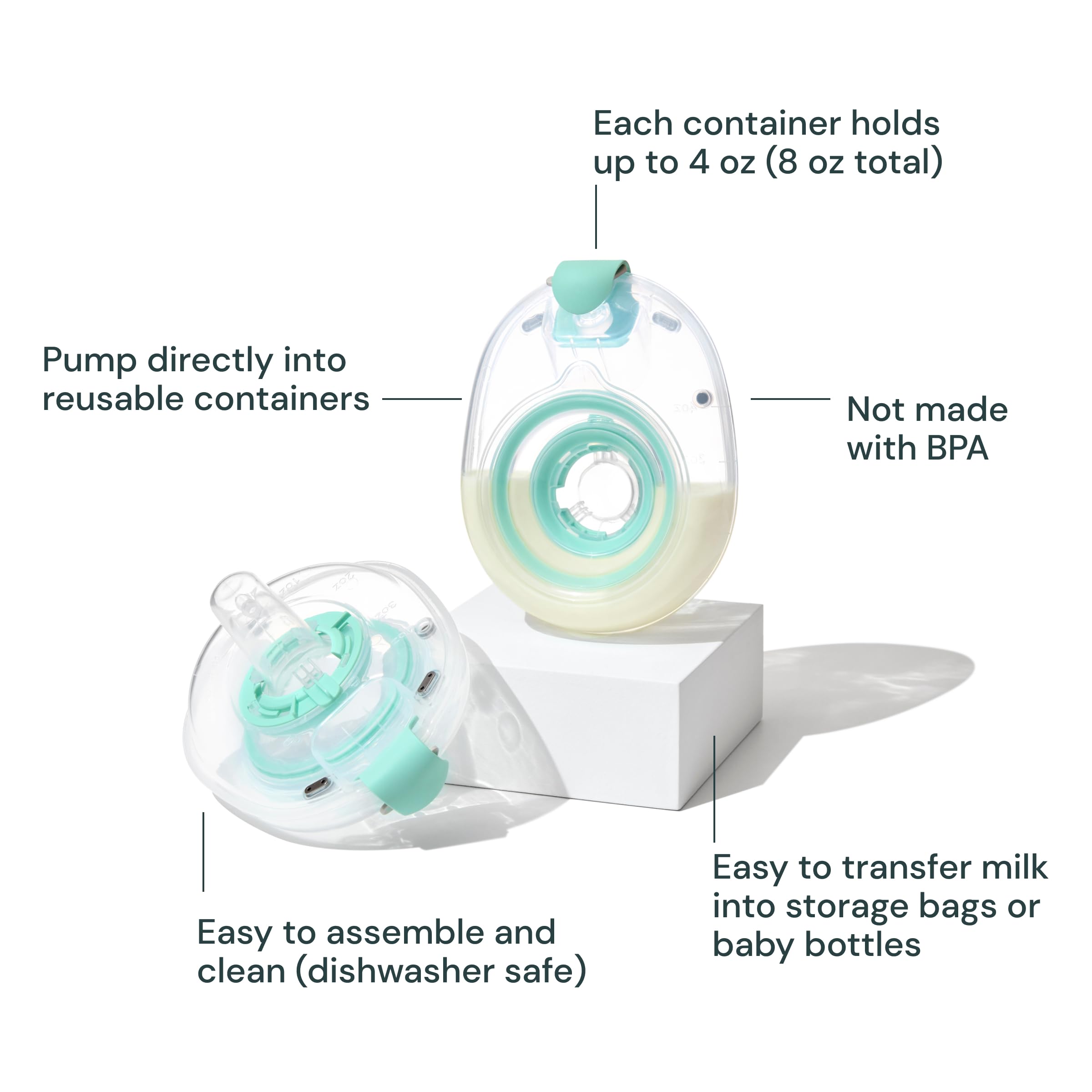 Willow 360 Reusable Breast Milk Storage Containers 2-Pack - 24mm Flange - 4oz Capacity Each - Compatible with Willow 360 & 3.0 Wearable Breast Pumps - Perfect for Hands-Free Pumping at Work, Travel or On-the-Go Breastfeeding