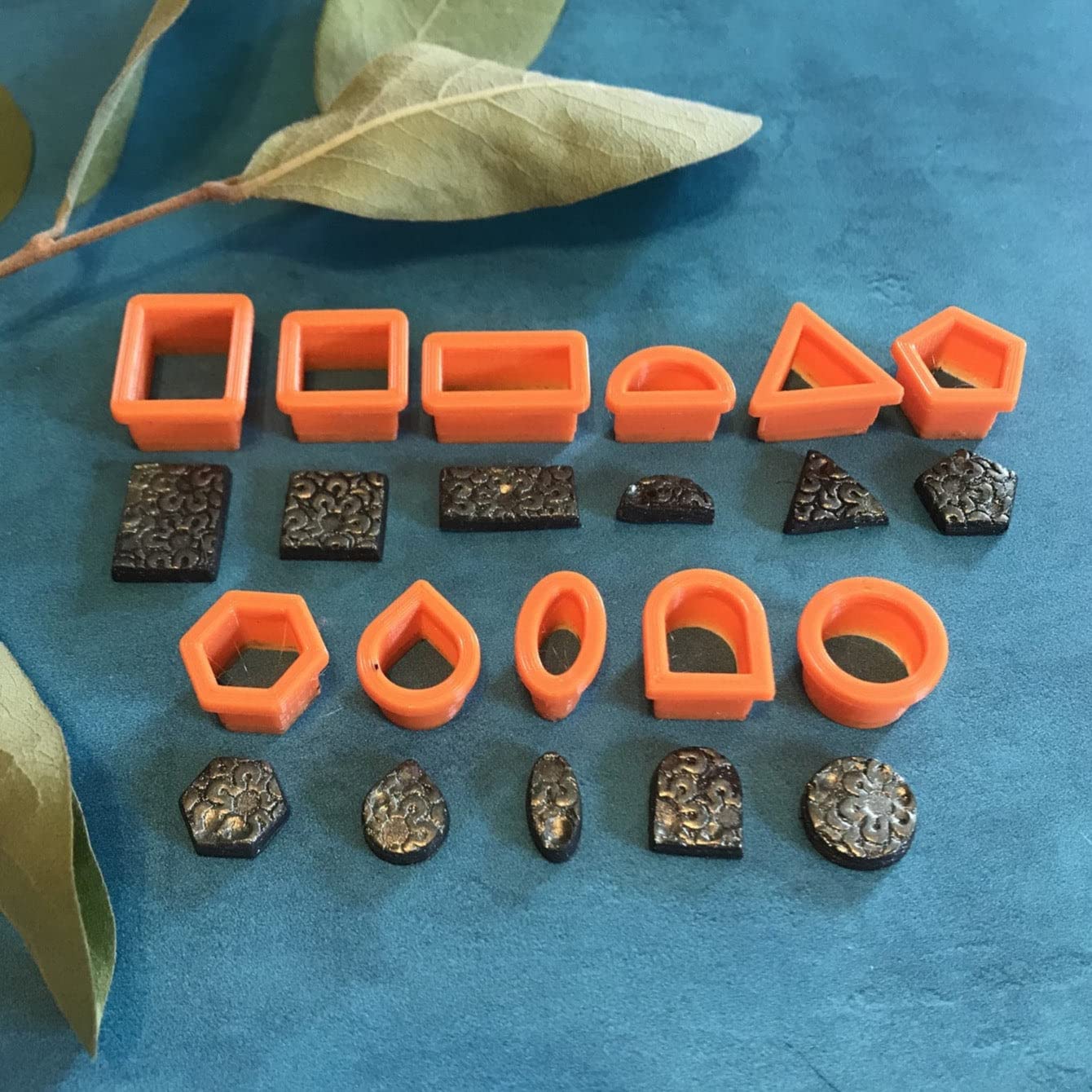 CreateAlong Geo Earring Stud Polymer Clay Cutters - 11 Piece Set - Small Plastic Cutters for Jewelry Making - Modern Geometric Fantasy Design - DIY Craft Accessories for Earrings, Necklaces & Clay Art Projects