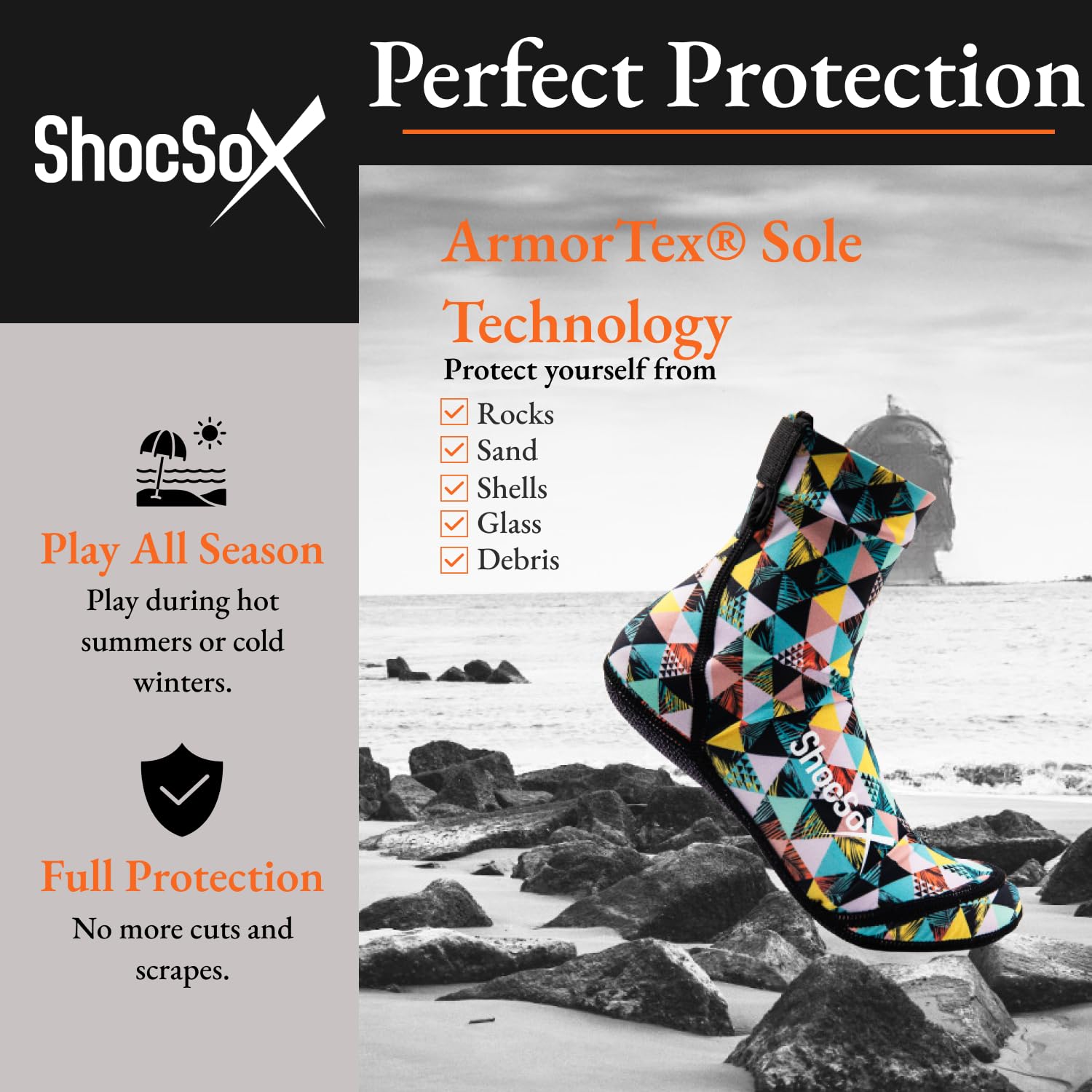 Premium Beach Volleyball & Sand Soccer Socks with Armor-Grade Soles - Longest Lasting Performance Socks for Outdoor Sports & Beach Activities
