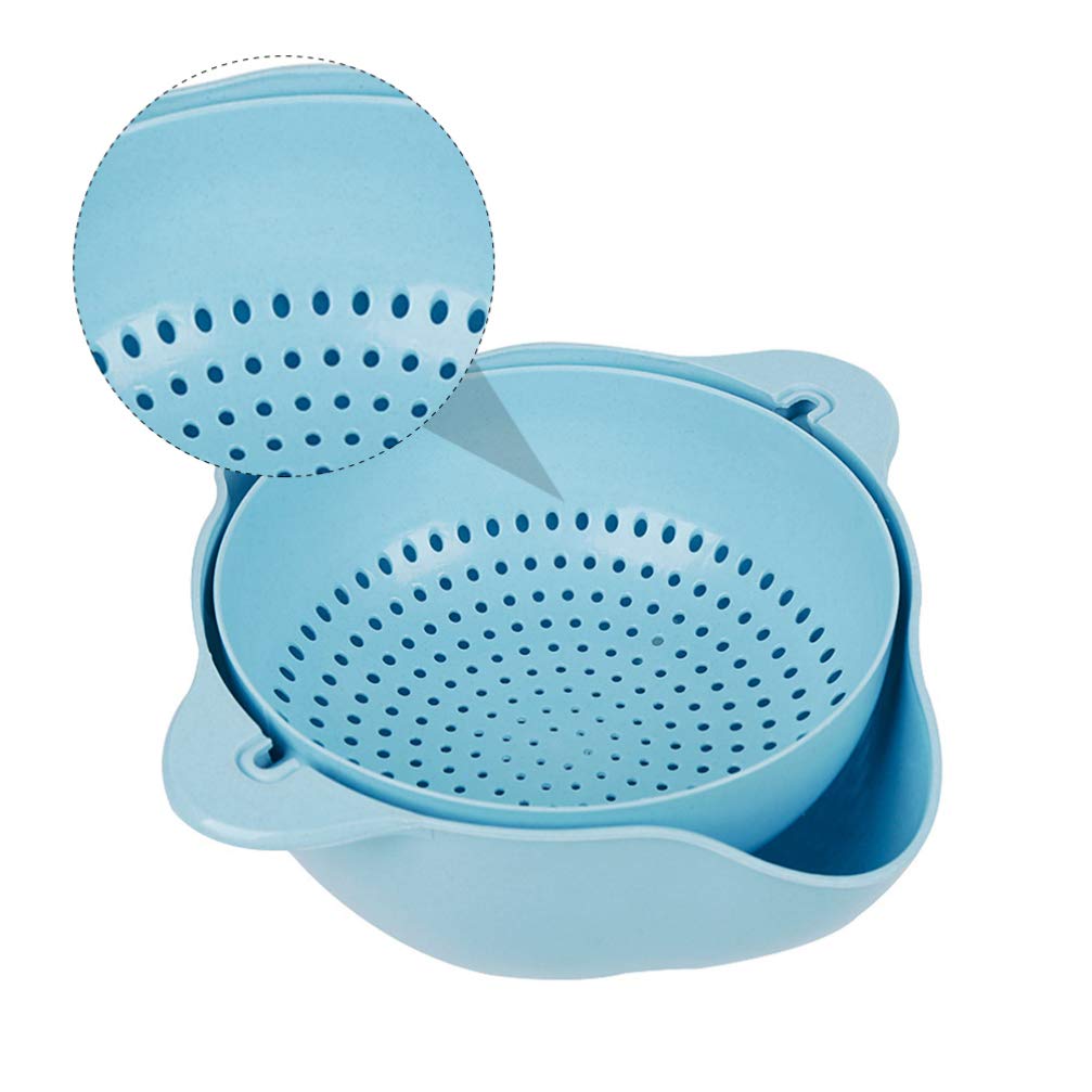 Blue Silicone Colander Strainer Bowl - Swivel Drainer for Washing Veggies, Pasta, and Fruits | Durable Plastic Kitchen Strainer for Noodles, Salad, and Fresh Produce | Perfect for Cooking, Meal Prep, and Healthy Eating