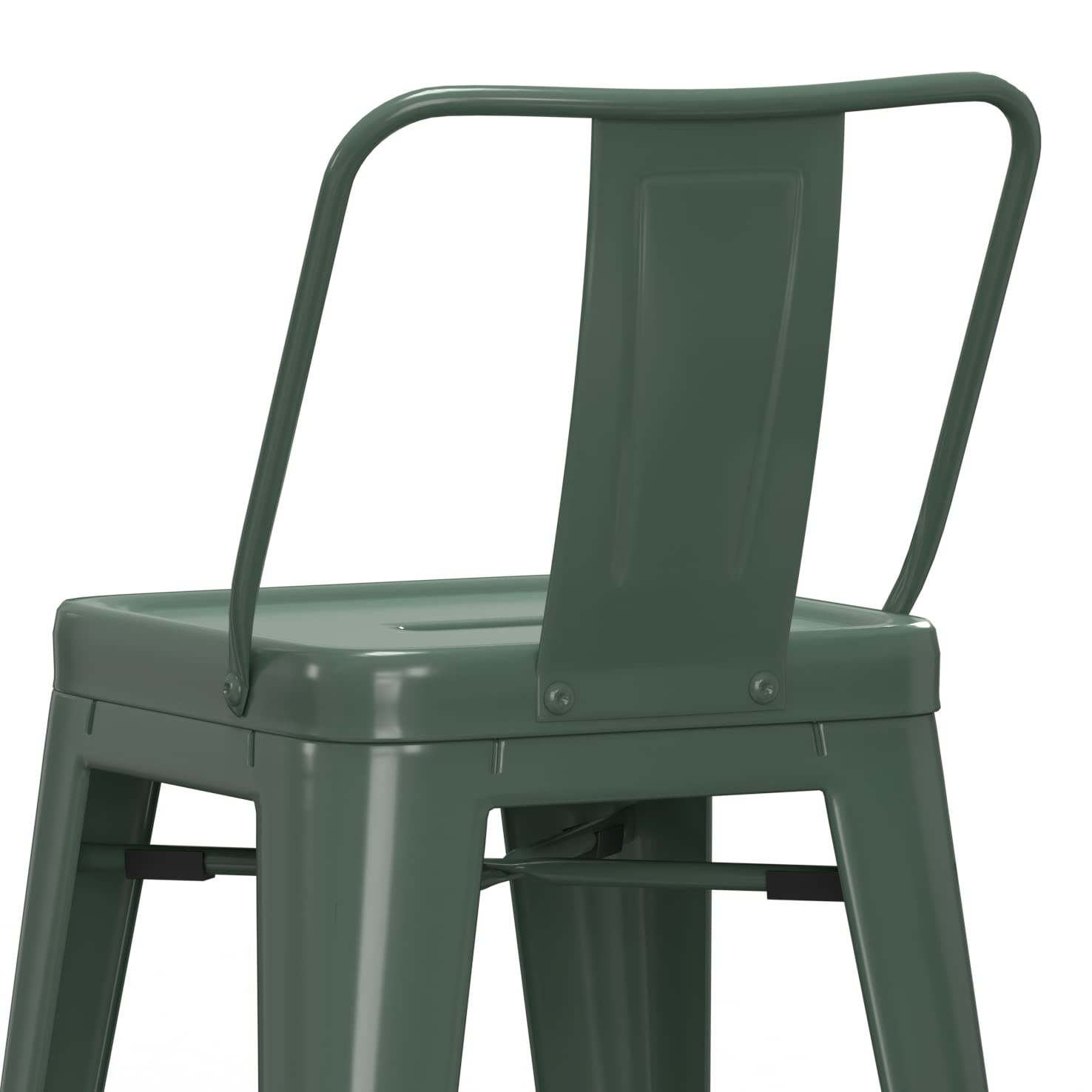 SIMPLIHOME Rayne 24 Inch Metal Counter Height Bar Stools, Set of 4, Deep Sage Green - Modern Kitchen Island & Dining Room Stools for Breakfast Nook, Bar Counter & Home Decor
