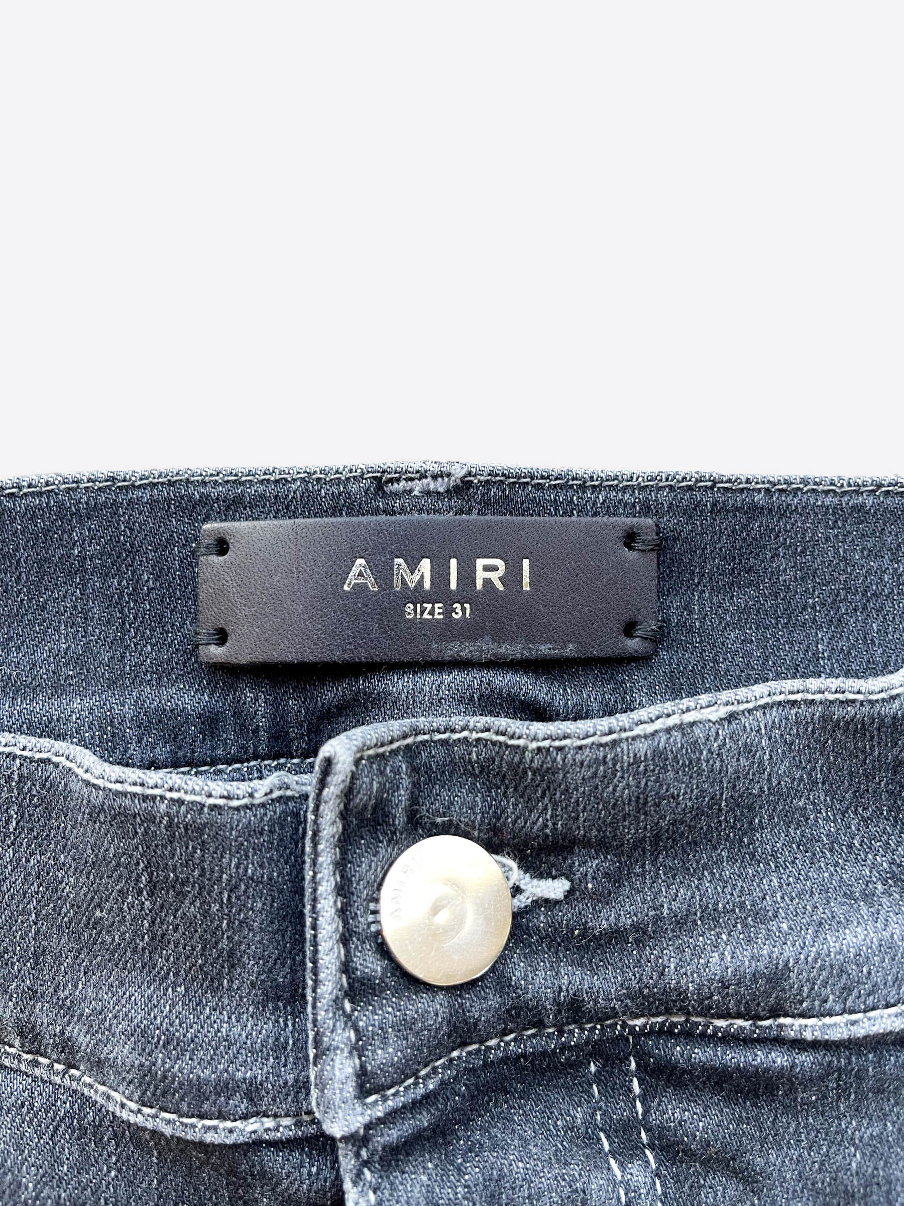 Amiri Grey Distressed Thrasher Denim Jeans for Men - Vintage Washed Slim Fit Ripped Skinny Jeans | Perfect for Streetwear, Casual Outfits & Night Out