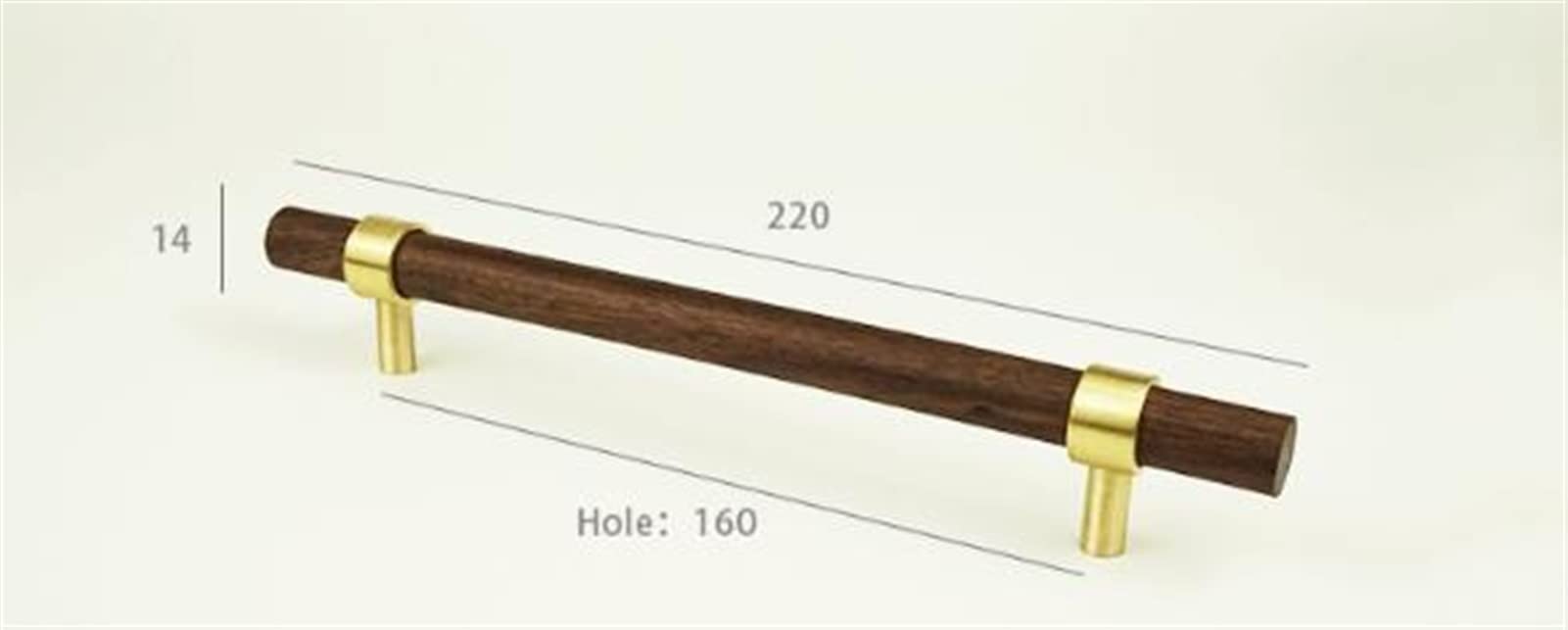 Nordic Style Cabinet Handles 6-Pack - Brass & Black Walnut Wood Kitchen Hardware, Adjustable Door Pulls for Cupboards & Drawers | Perfect for Modern Farmhouse, Scandinavian & Minimalist Kitchen Designs