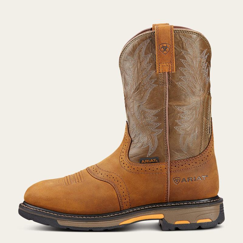 WorkHog Pull-On Work Boots for Men - Comfortable & Durable Aged Bark Leather - Ideal for Construction, Farming & Outdoor Work