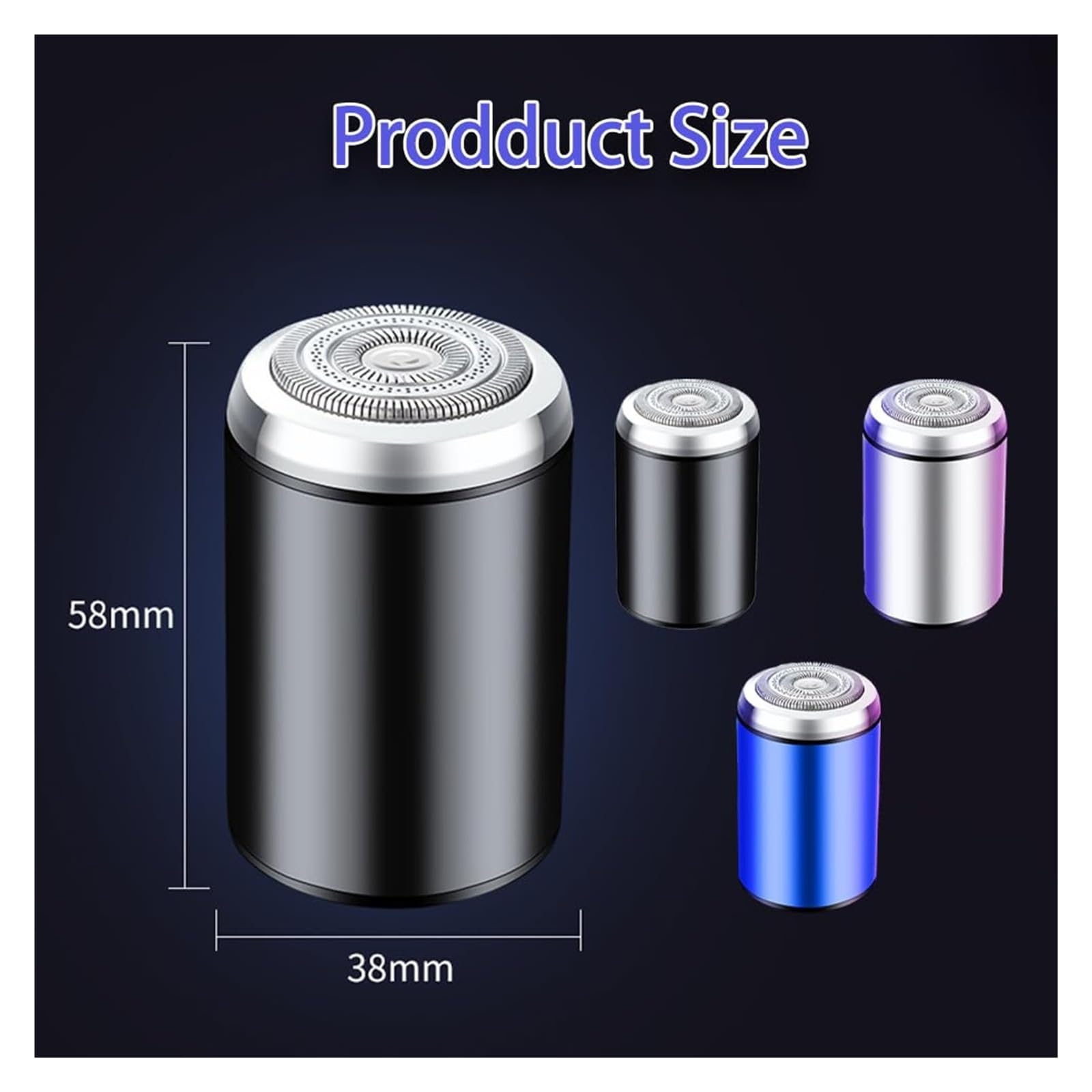 Mini Electric Shaver for Men - Portable USB Rechargeable Waterproof Beard Trimmer - Wet/Dry Shaving - Compact Travel & Home Use - Pocket Size Personal Grooming Kit (Blue)
