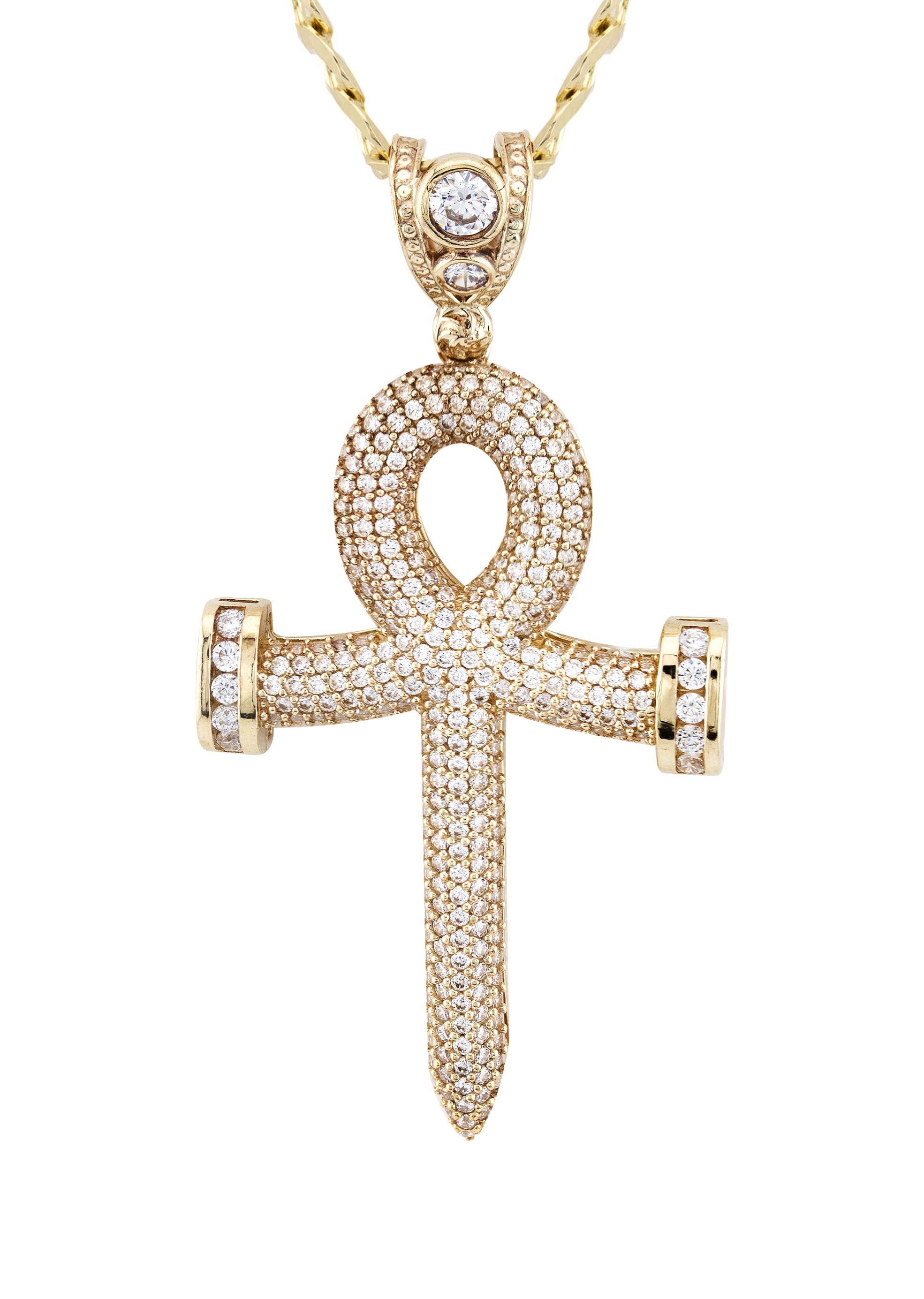 10K Yellow Gold Ankh Necklace - Small 11g & Large 21g Options | Egyptian Symbol Pendant for Women & Men | Spiritual Jewelry Gift for Birthday, Anniversary & Everyday Wear