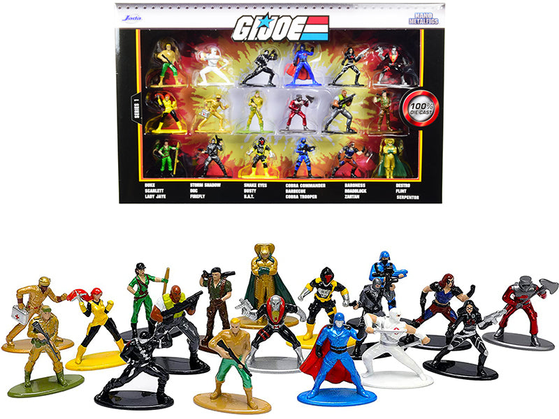 G.I. Joe 18-Piece Diecast Action Figure Set - Nano Metalfigs Collectible Series by Jada | Military Toy Soldiers for Display, Gifts & Role Play Scenes