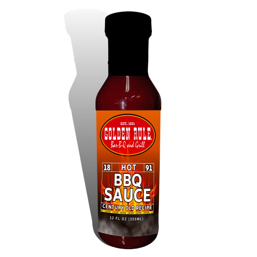 Golden Rule World Famous Hot & Spicy BBQ Sauce - Original Southern Recipe for Grilling, Smoking & Dipping - Perfect for Ribs, Wings & Burgers