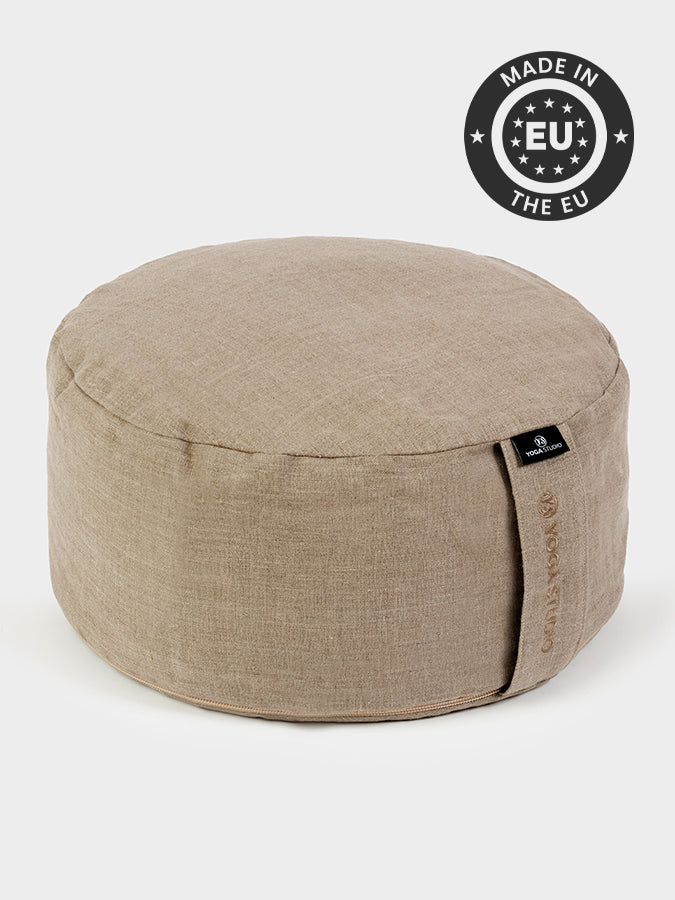 Organic Buckwheat Meditation Cushion - Yoga & Zen Pillow for Home Studio, Cross-Legged Sitting, Floor Seating - Eco-Friendly Linen Cylinder Bolster for Meditation, Yoga, and Relaxation