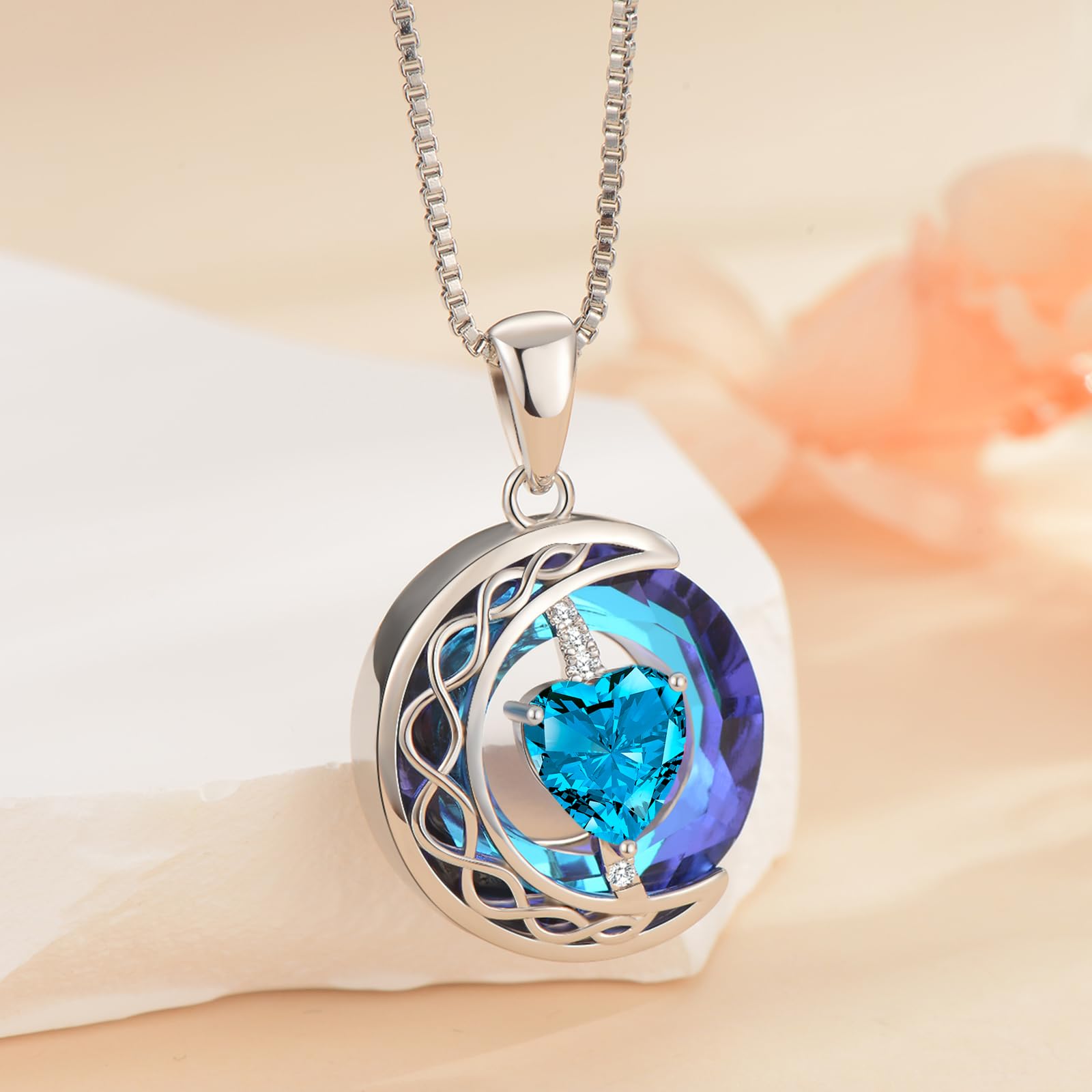 LIANYU Women's Sapphire Necklace - Elegant Jewelry Gift for Wife, Girlfriend, Mom - Perfect for Birthday, Anniversary & Special Occasions