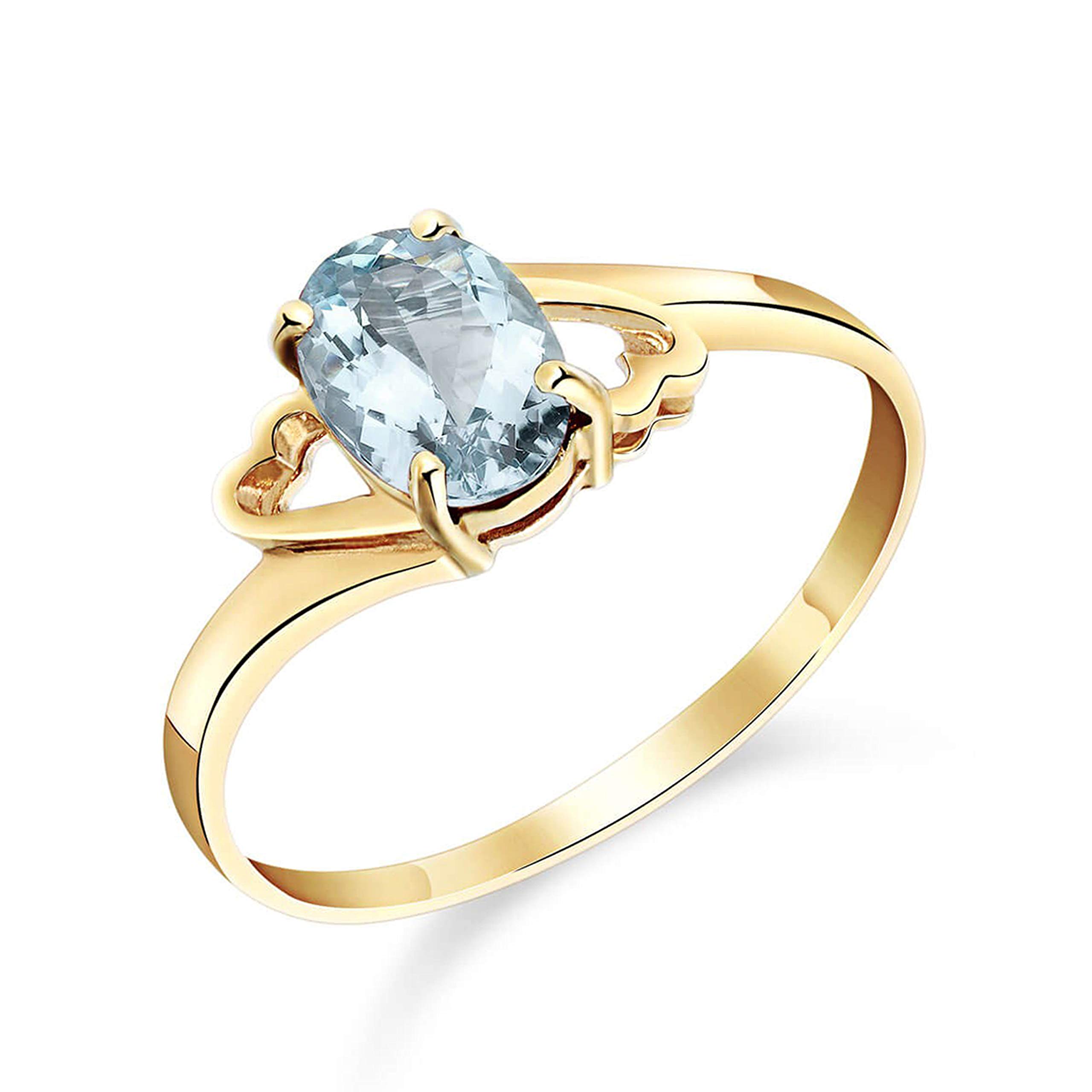 14K Yellow Gold Natural Aquamarine Ring for Women - Elegant March Birthstone Jewelry Gift for Anniversary, Engagement & Special Occasions | Galaxy Gold GG Collection