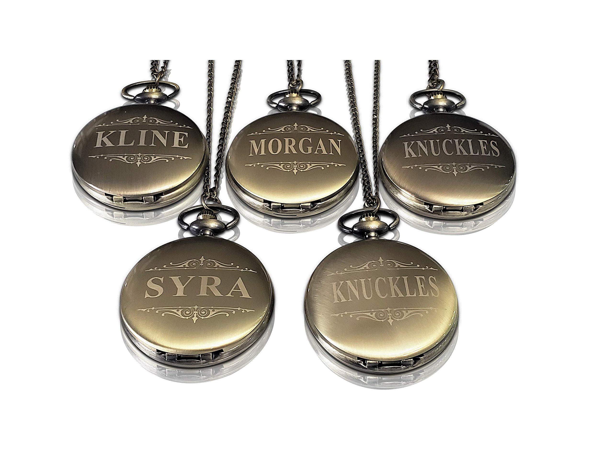 Personalized Pocket Watch Set for Groomsmen - 5 Unique Engraved Gifts with Chain & Gift Box in 4 Colors | Perfect for Weddings, Anniversaries & Special Occasions