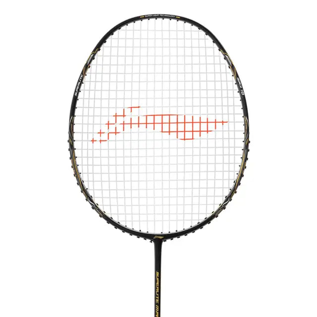 Li Ning G Force Superlite Max 10 Badminton Racket - Prestrung with High Tension, Lightweight Carbon Fiber Shaft (Black/Gold/White) | Professional Tournament Grade | Perfect for Competitive Play & Training Sessions