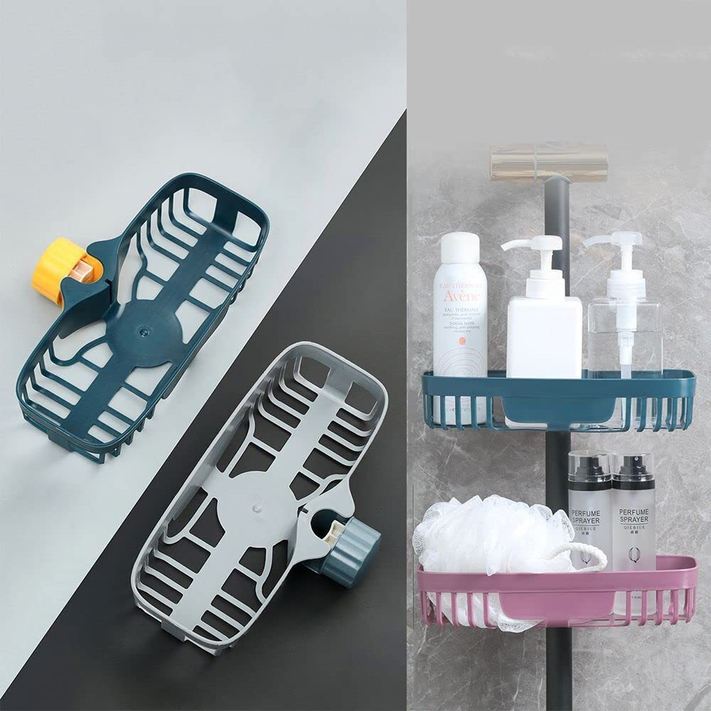 GION Plastic Sink Caddy Organizer - Snap-on Faucet Rack for Kitchen & Bathroom Storage | Holds Soap, Sponges & Cleaning Supplies | Space-Saving Drain Rack for Small Spaces (1 Pack) | Perfect for Organizing Under Sink & Next to Faucet