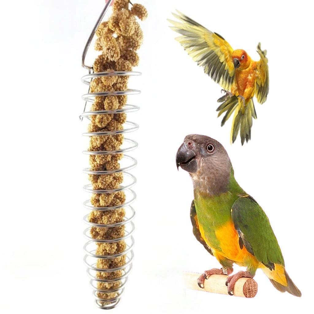 Premium Hanging Bird Food Holder - Foraging Toy & Treat Feeder for Parrots, Parakeets, Cockatoos & Cockatiels - Birdcage Fruit, Vegetable & Grain Basket - Durable Chew Toy for Mental Stimulation - Perfect for Cage Enrichment & Healthy Bird Feeding