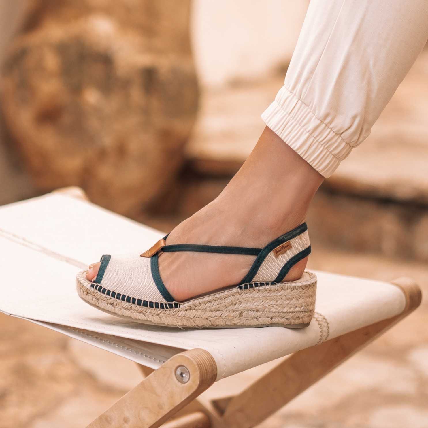 Women's Multicolor Canvas Wedge Espadrille Shoes - Briana Style | Comfortable Summer Beach Walking & Casual Outfit Fashion