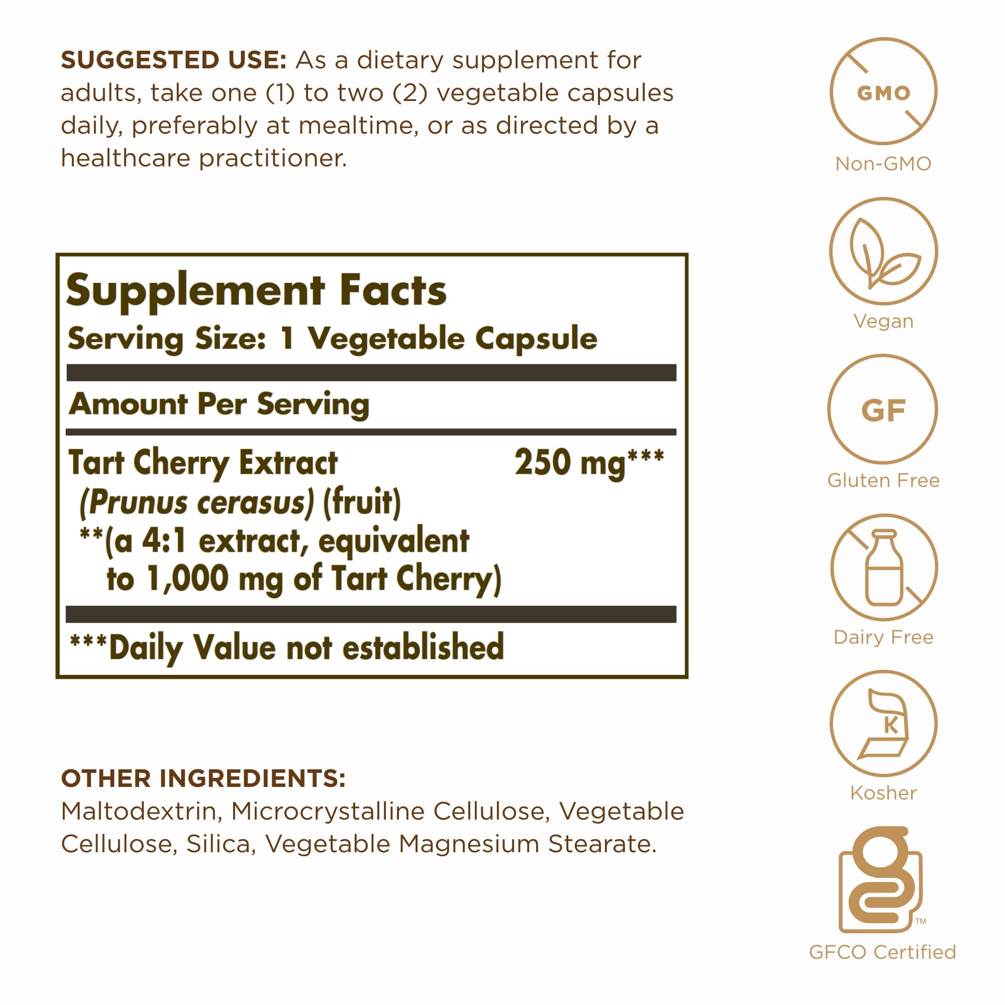SOLGAR Tart Cherry Extract 90 Vegetable Capsules (Pack of 2) - 180 Servings | Non-GMO, Vegan, Gluten Free, Dairy Free, Kosher Certified | Supports Joint Health & Sleep Quality | Perfect for Active Lifestyles & Nighttime Wellness