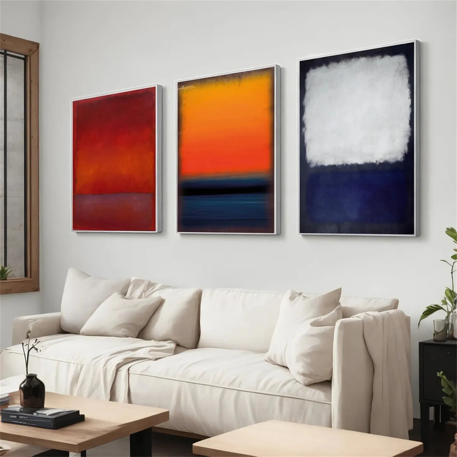 Abstract Tranquility Wall Art Set of 3 - Modern Canvas Paintings for Home & Office Decor - Perfect for Living Room, Bedroom, or Workspace