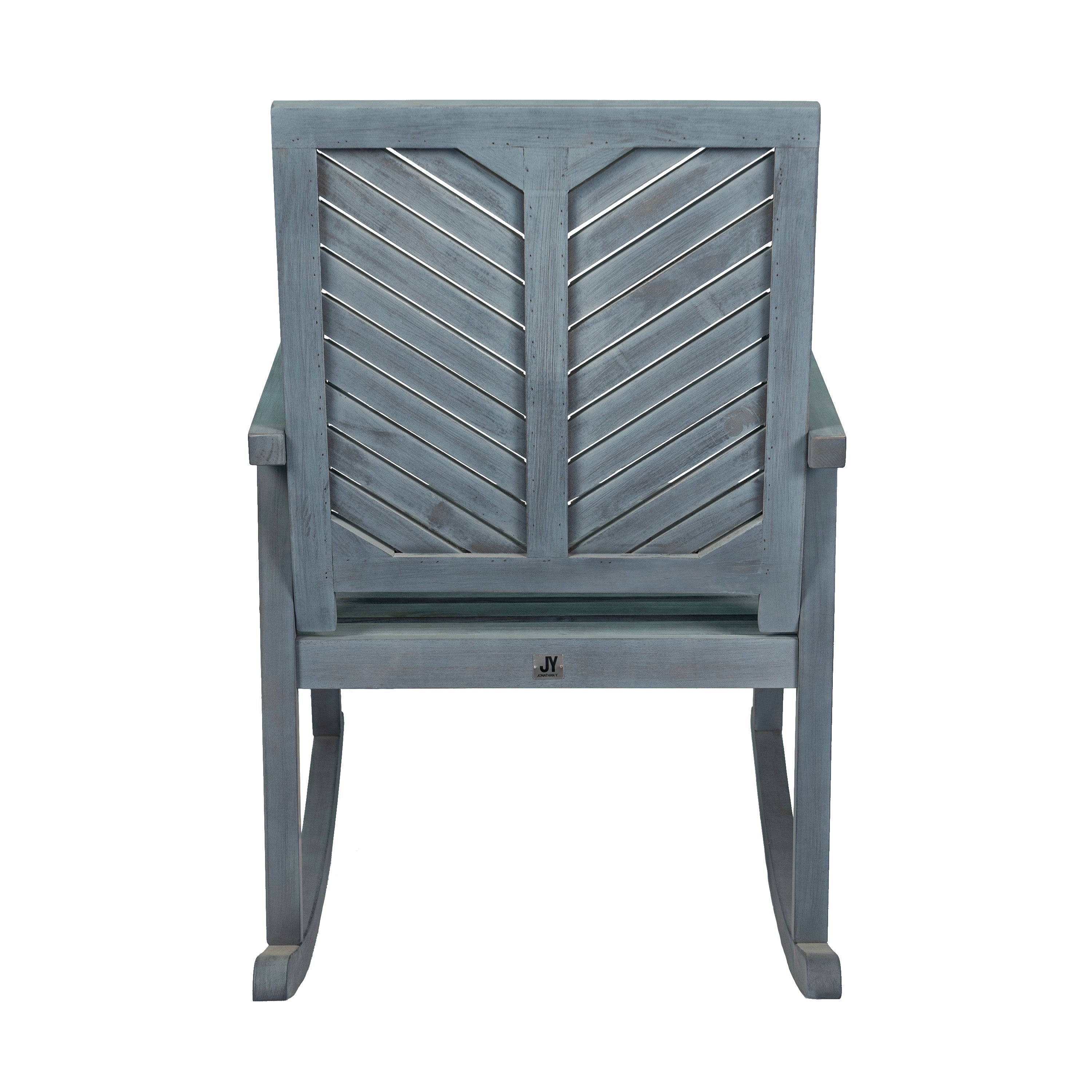 Acacia Wood Outdoor Rocking Chair with Modern Chevron Back - 300 lbs Weight Capacity - Perfect for Patio, Garden & Porch Relaxation