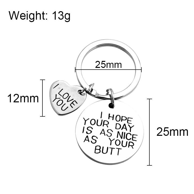 Funny Couple Keychain - 'I Hope Your Day Is As Nice As Your Butt' Gift for Boyfriend, Girlfriend, Wife or Husband - Perfect for Anniversaries, Valentine's Day & Romantic Surprises