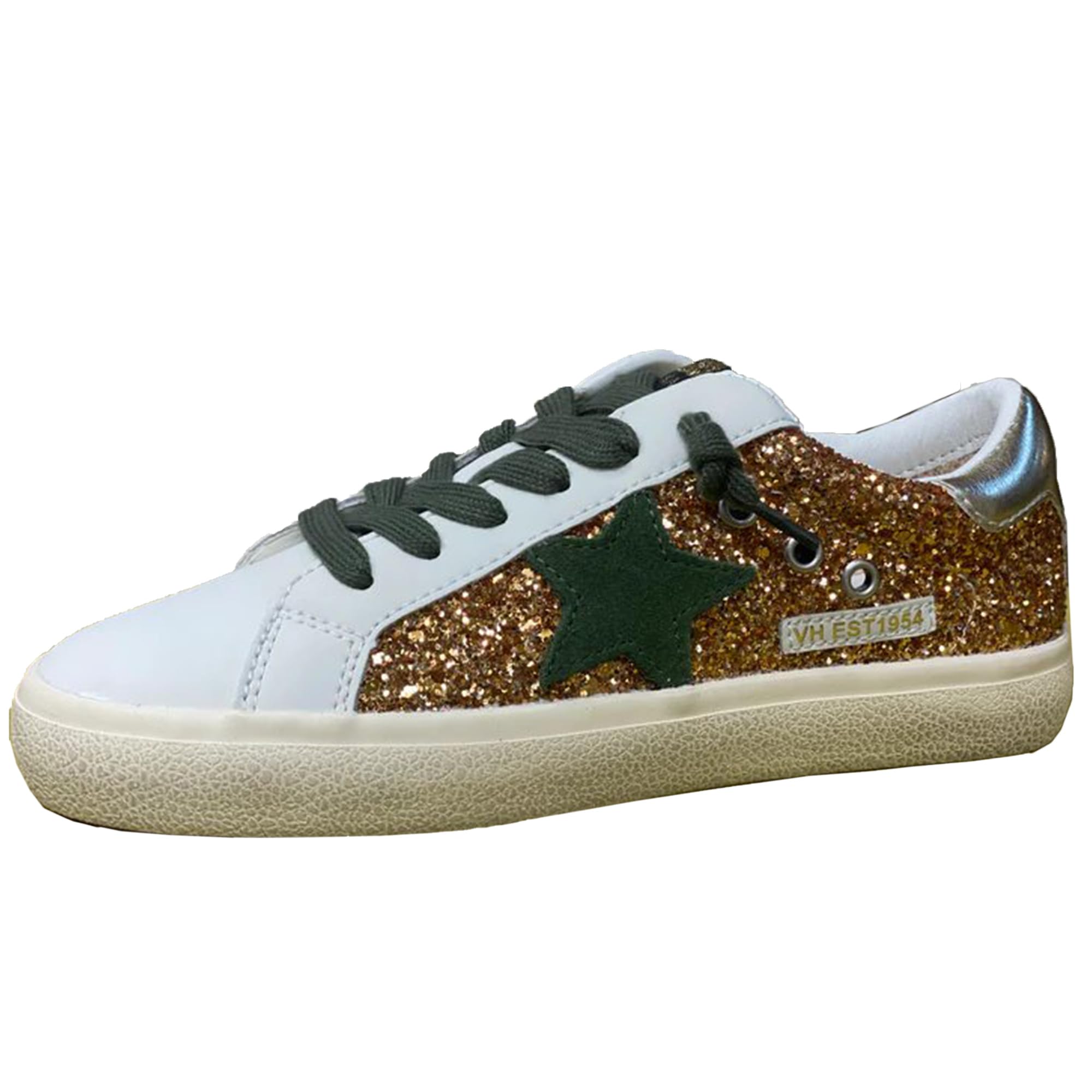 Vintage Havana Women's Flair Glitter Slip-On Sneakers - White Casual Shoes for Women | Comfortable & Stylish Slip-Ons for Everyday Wear, Walking, Shopping & Travel