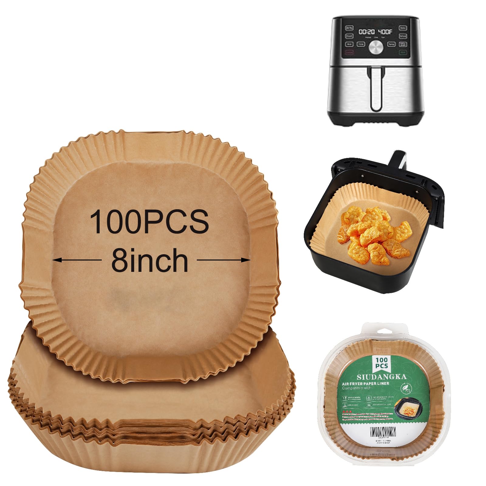 Disposable Air Fryer Liners for Instant Pot Vortex Plus 6QT XL - 100 Pack Non-Stick Parchment Paper Sheets - Perfect for Healthy Cooking, Roasting & Baking at Home