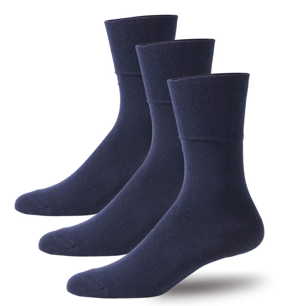 Forcool Non-Binding Diabetic Socks for Men & Women - Soft Cotton Crew Socks (M/L/XL, 3/6 Pairs) - Comfortable Non-Slip Socks for Diabetes, Circulation & Everyday Wear
