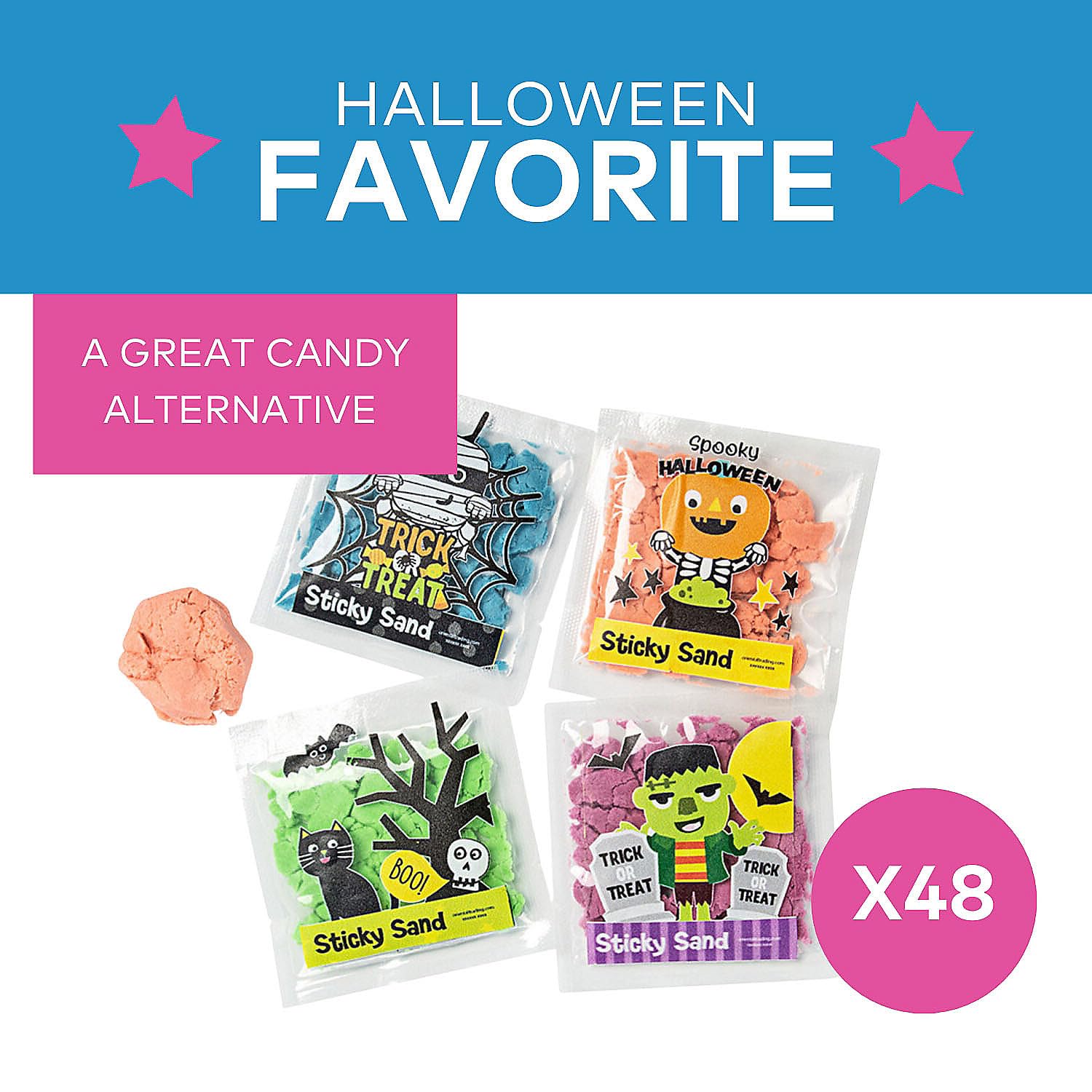 Fun Express Ghoul Gang Sticky Sand - 48-Piece Sensory Play Set for Kids - Halloween Party Favors, Classroom Activities & Stress Relief Toys