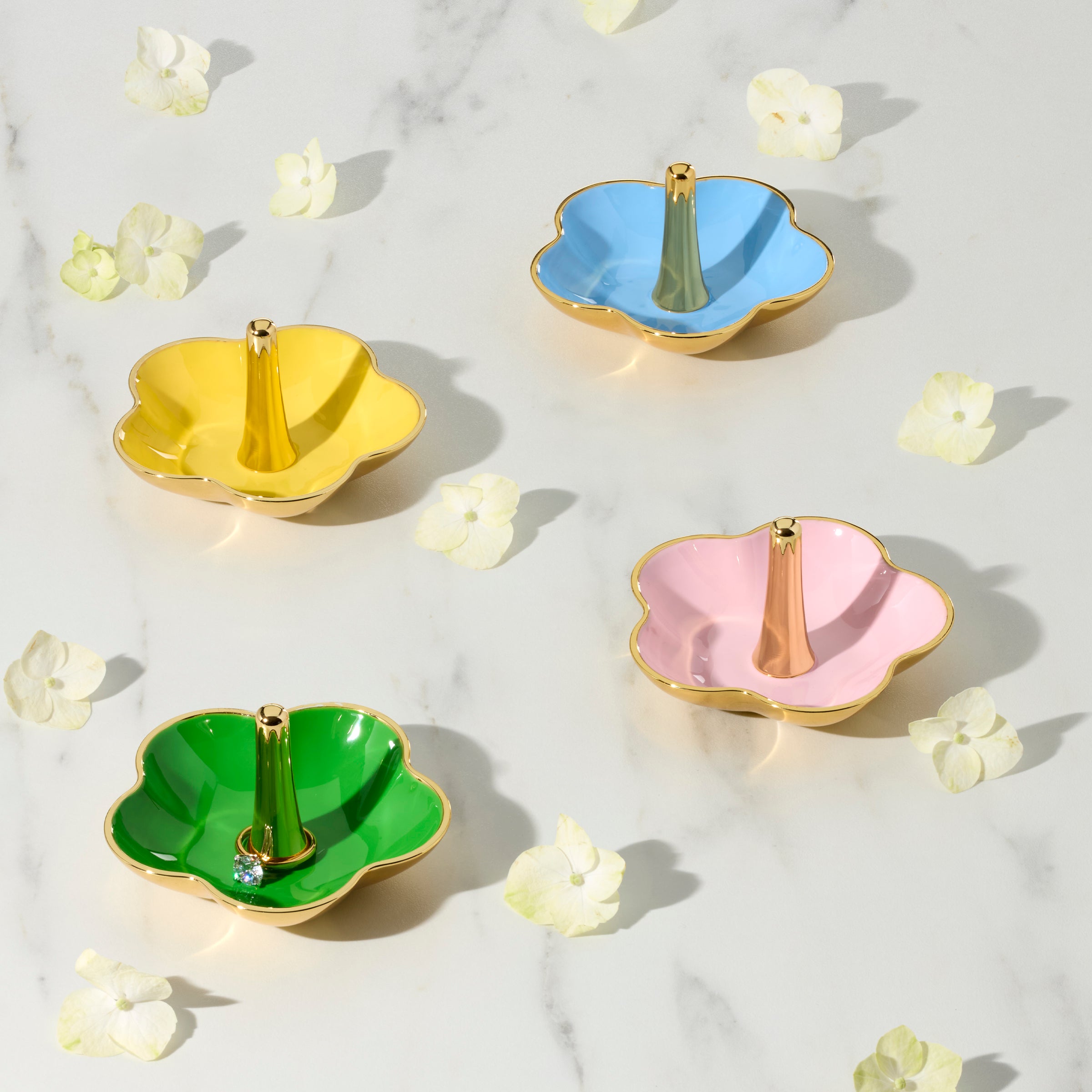Stylish Yellow Metal Ring Dish - Elegant Jewelry Organizer for Home, Office & Travel | Perfect for Rings, Earrings & Small Accessories