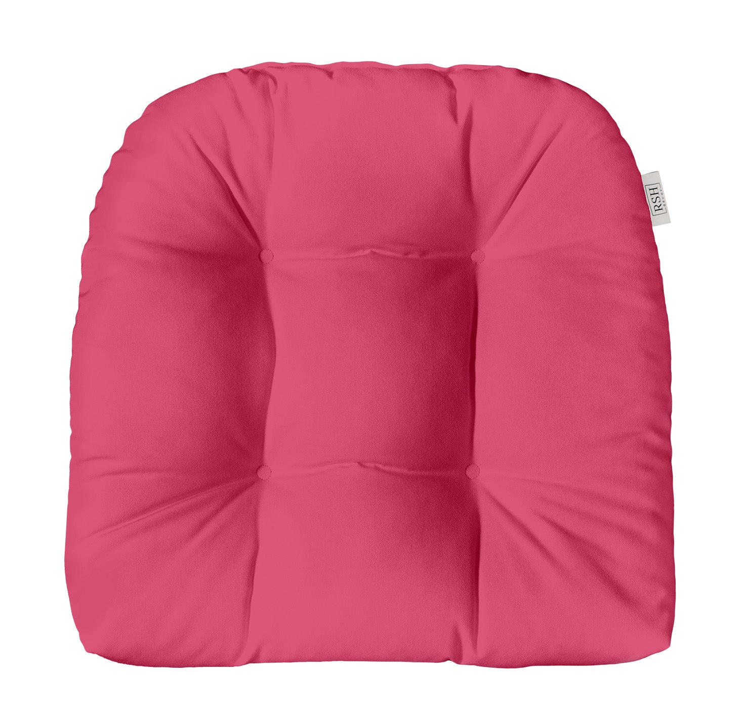 Sunbrella Canvas Hot Pink Tufted U-Shaped Wicker Seat Cushion - Water-Resistant Outdoor Patio Furniture Cushion for Garden, Poolside & Deck Lounge Chairs