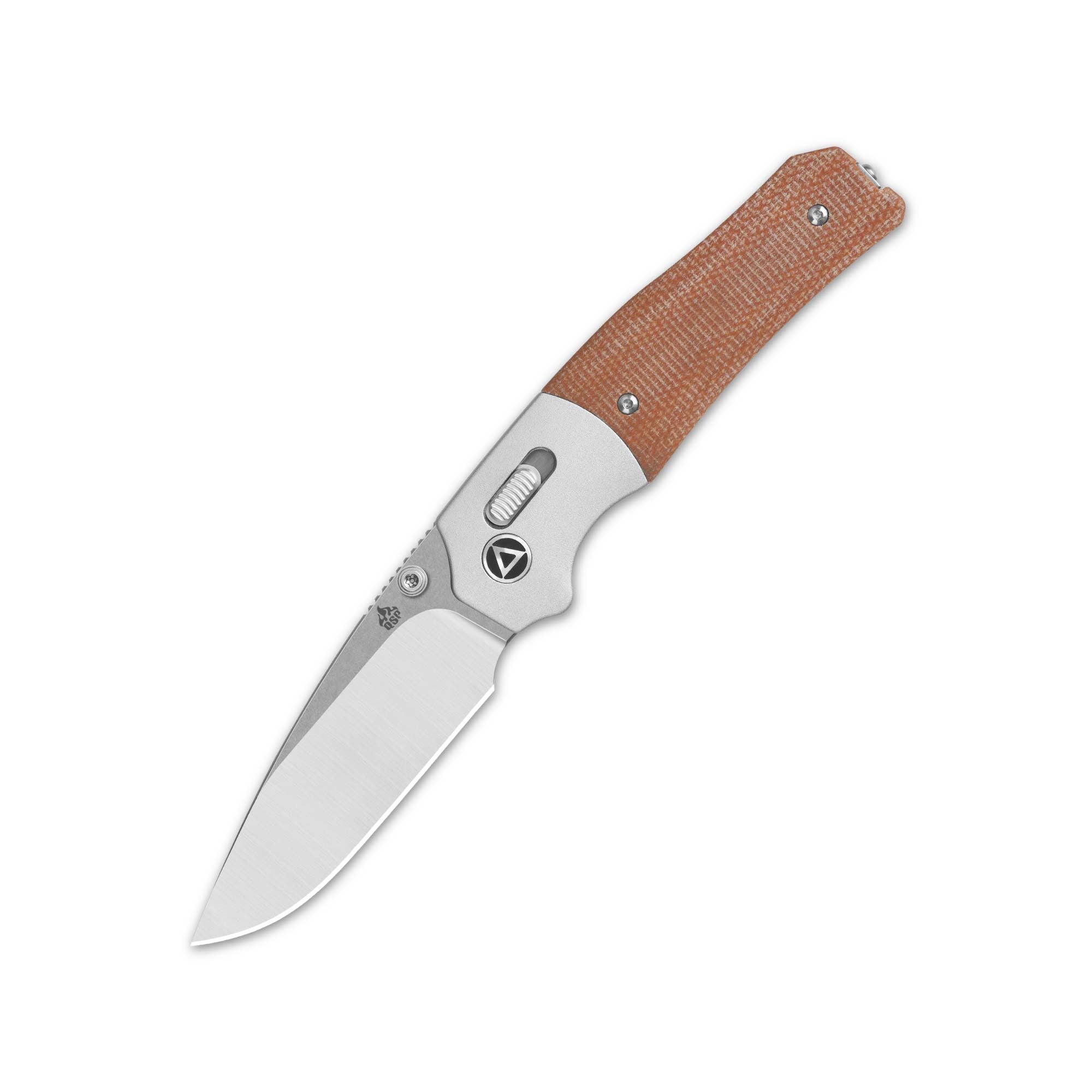 QSP Vault Glyde Lock Pocket Knife - 14C28N Stainless Steel Blade with Tan Micarta Handle - EDC, Camping, Hiking & Outdoor Survival Tool