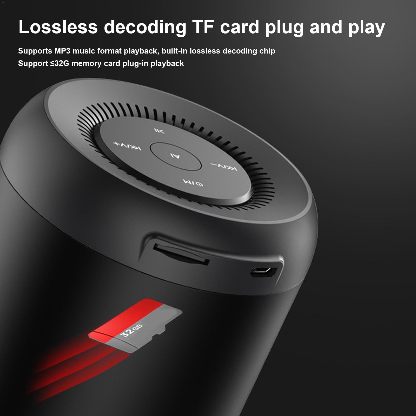 Portable Bluetooth Speaker with Deep Bass, Wireless Waterproof Speaker, Voice Control & Memory Card Slot - Perfect for Backpacking, Home, Outdoor, Travel and Party Use