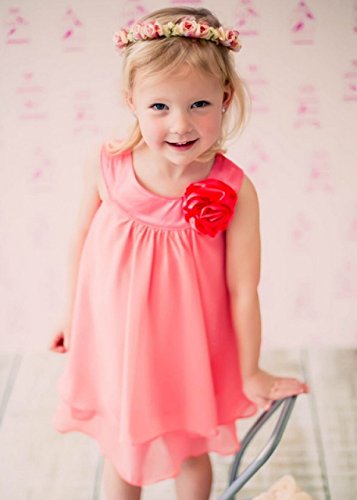 Double Layer Chiffon Flower Girl Dresses for Big Girls - Elegant Coral Wedding Party Gowns for Flower Girls, Pageants & Special Occasions