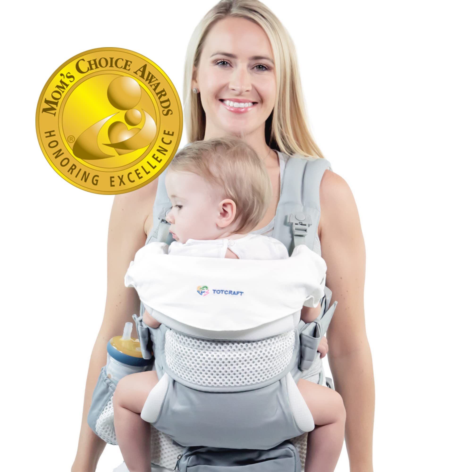 Organic Baby Carrier for Newborn to Toddler – Ergonomic Infant & Child Carrier with Lumbar Support for Men & Women – Lightweight Baby Backpack for Hiking & Travel – Breathable Mesh Grey – Perfect for Outdoor Adventures, Shopping & Daily Use