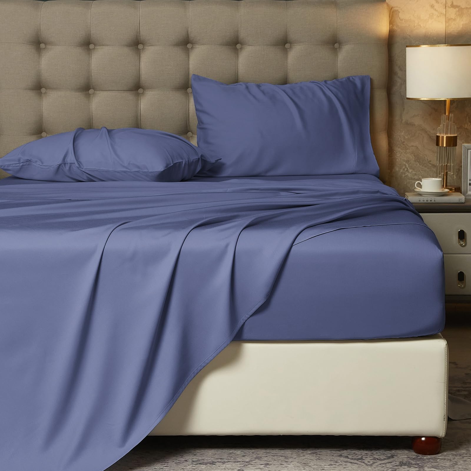 HYPREST Silky Soft Bamboo Rayon King Size Sheets - Deep Pocket Fits 18