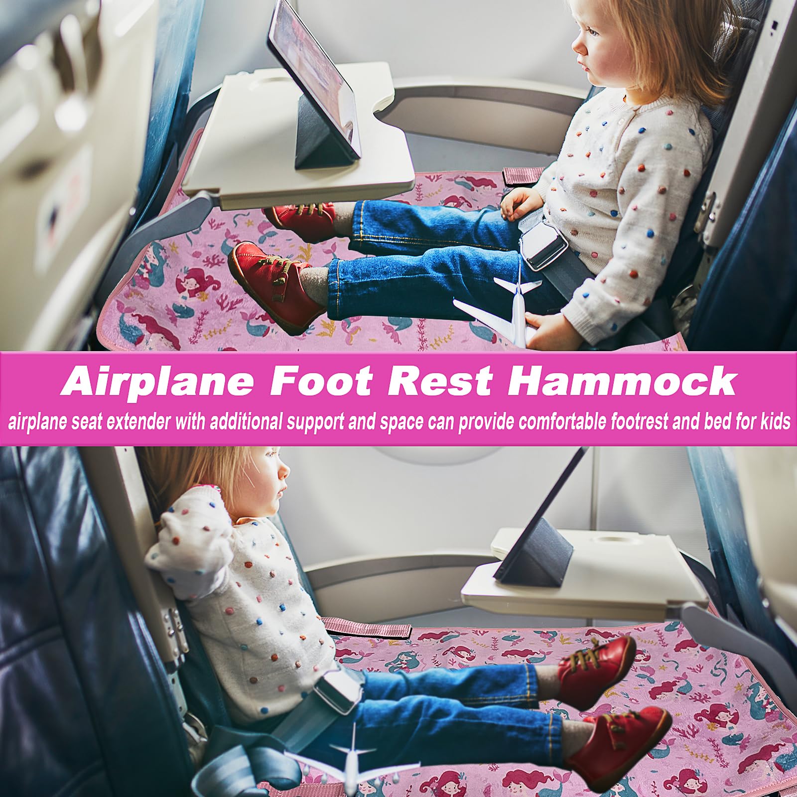MIUUDBY Toddler Airplane Bed Seat Extender for Kids - Portable Infant Foot Rest with Side Pocket | Comfortable Air Travel Sleeping Solution for Babies & Toddlers | Perfect for Long Flights & Family Vacations