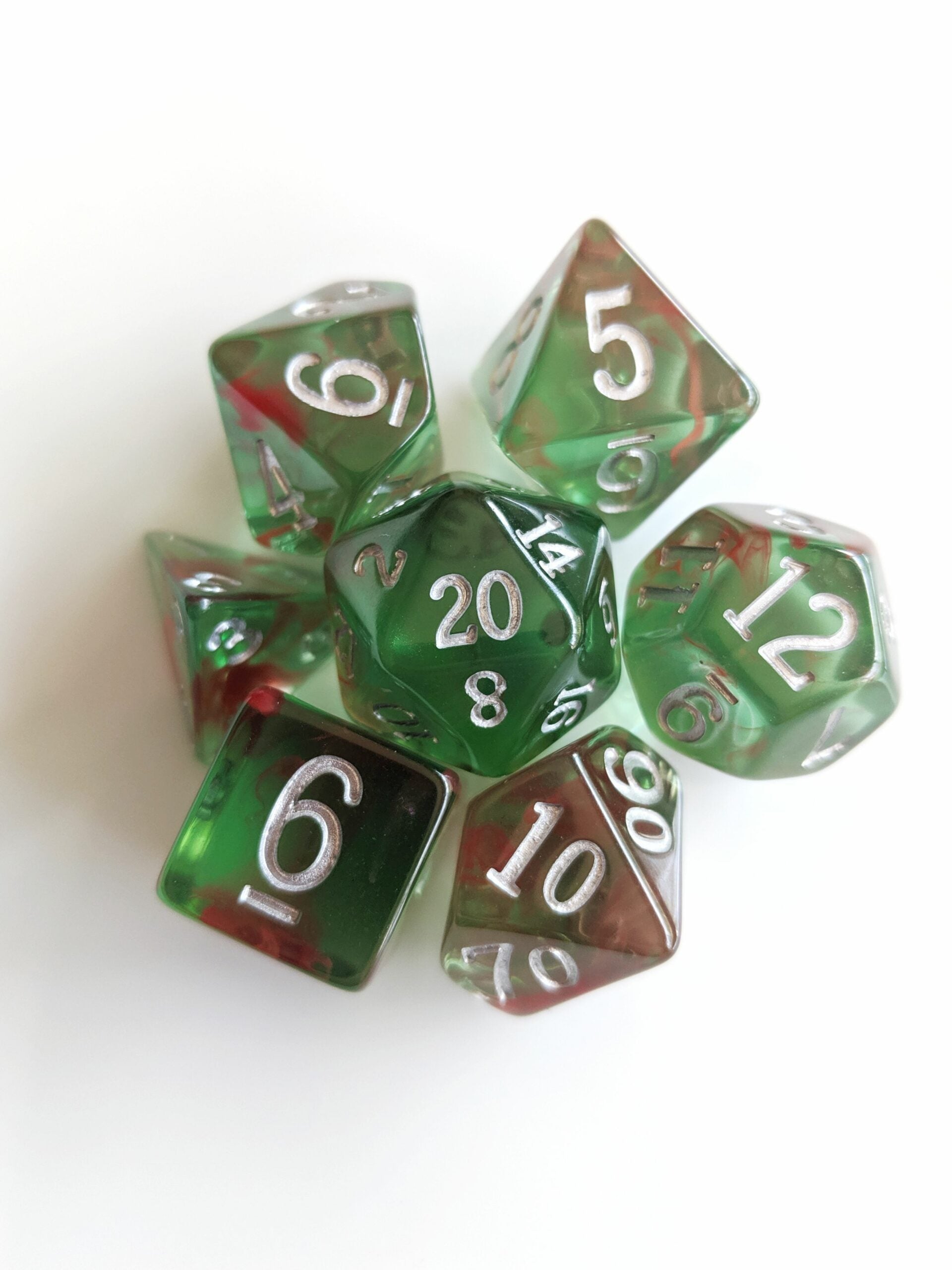 Bloodstone Nebula Dice 7-Piece Set for D&D, RPG, and Tabletop Gaming - Perfect for Fantasy Roleplaying & Board Games