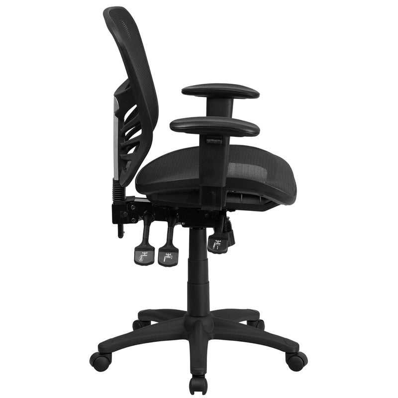 Nicholas Mid Back Mesh Ergonomic Office Chair - Transparent Black, Swivel Executive Chair with Lumbar Support for Home & Office Workspace