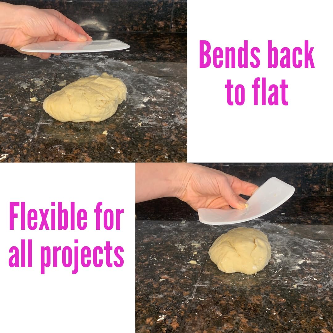 Premium Food-Safe Plastic Dough Scraper & Bowl Cutter - Flexible Bench Scraper for Bread, Cake, Fondant - Multipurpose Kitchen Tool (2-Pack) - Perfect for Baking, Cooking & Pastry Making