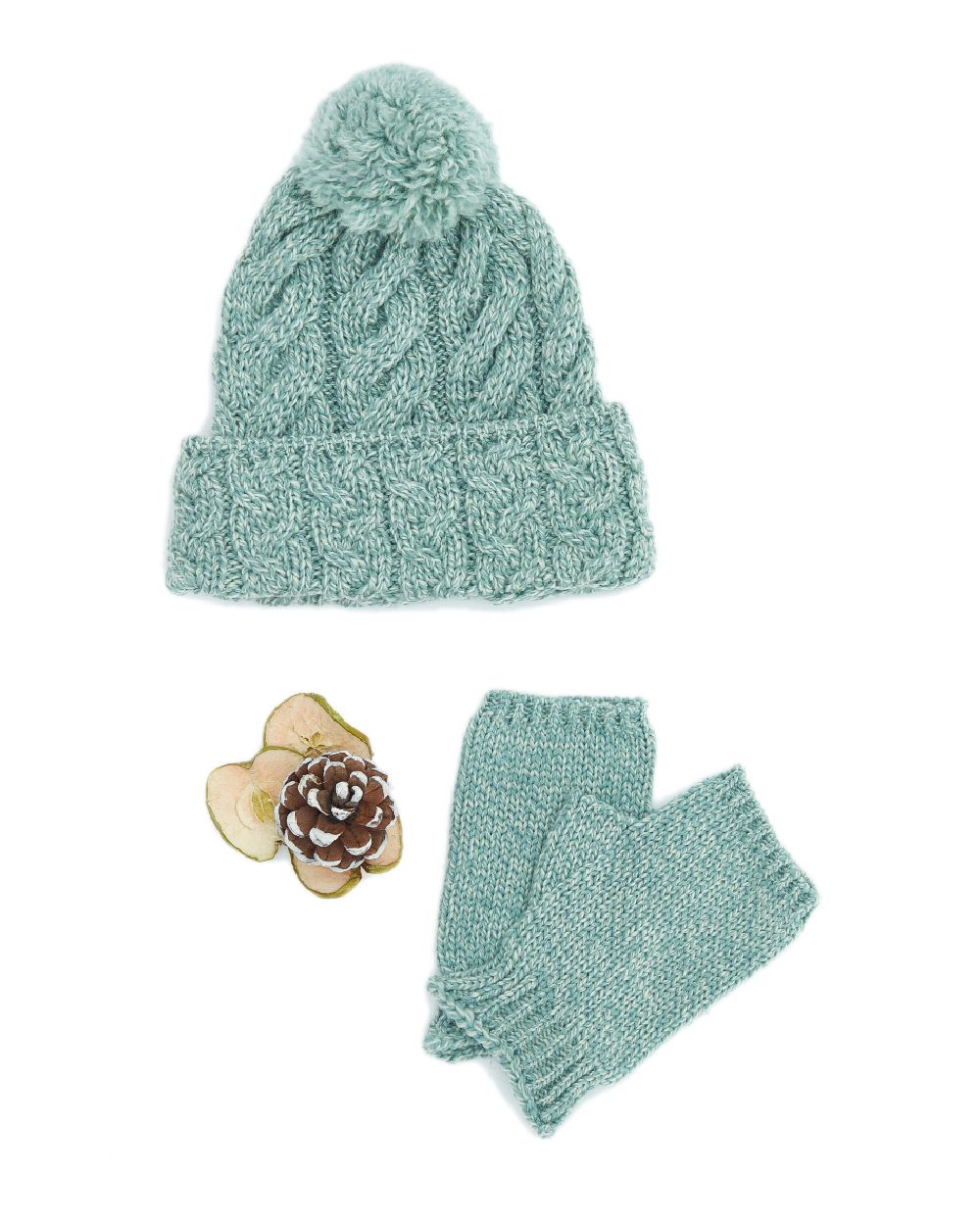 Aran Chunky Knit Bobble Hat - Warm Wool Beanie for Women & Men - Winter Outdoor Activities & Cold Weather Fashion