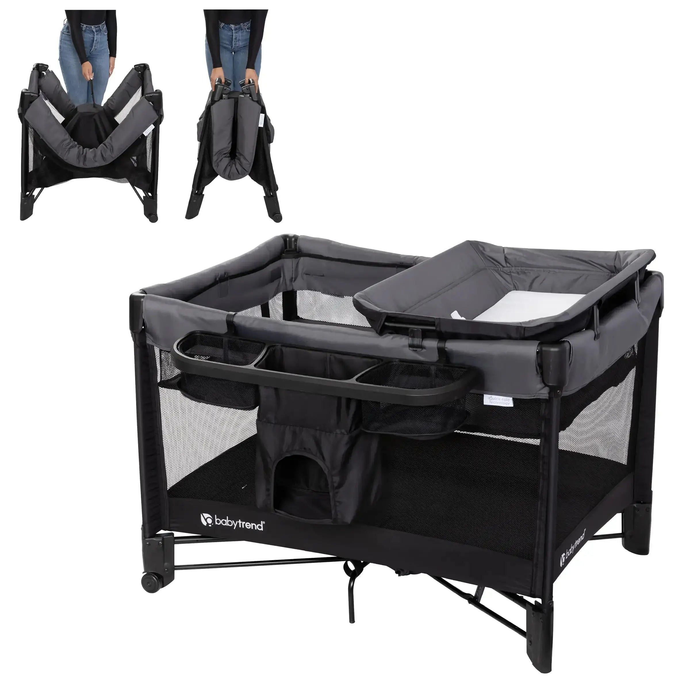 Comet Stellar 3-in-1 Quick Fold Playard - Portable Baby Crib, Bassinet & Changing Station | Dash Black (Kohl's Exclusive) | Perfect for Travel, Nursery & On-the-Go Parents