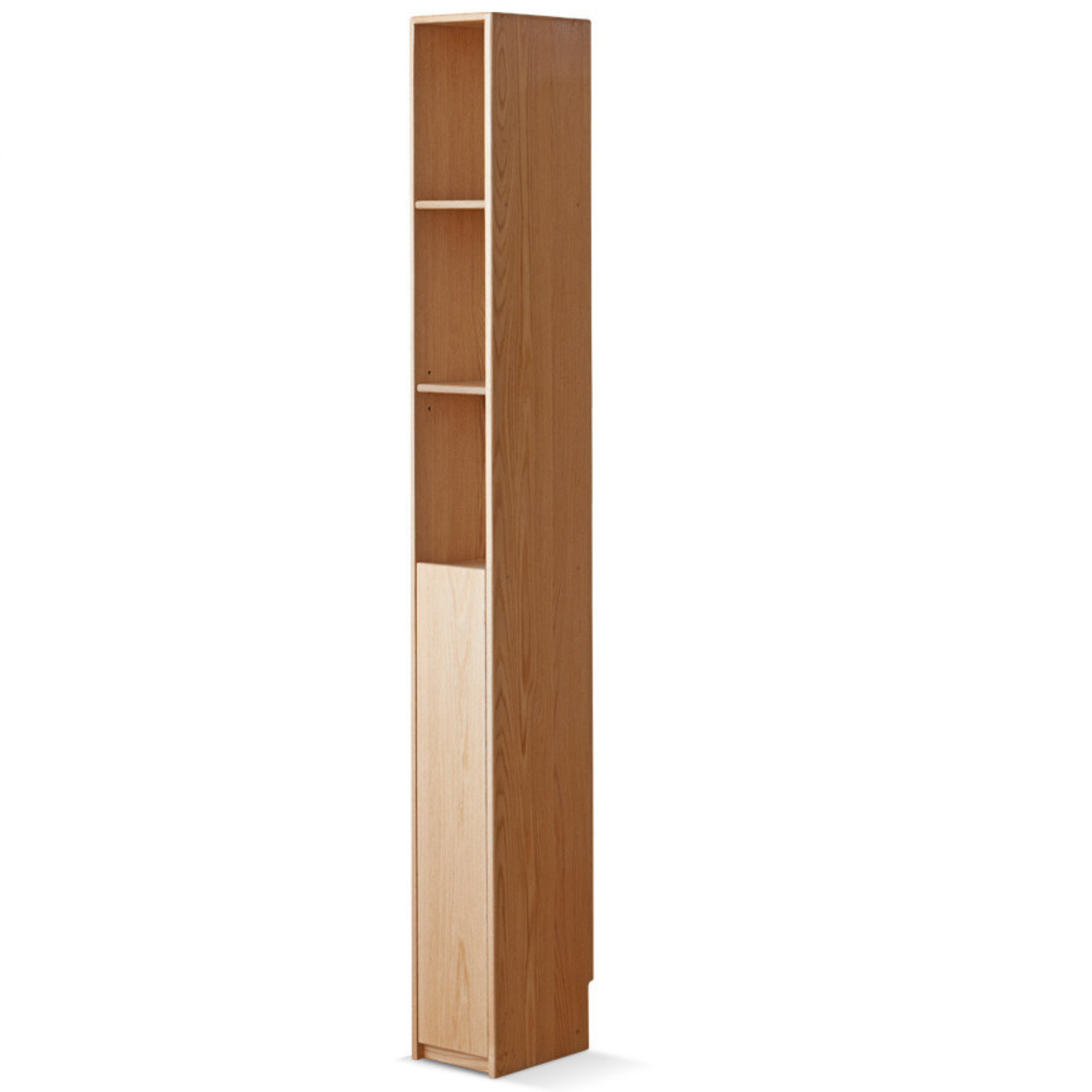 Oak Solid Wood Ultra Narrow Bookcase - Space-Saving Bookshelf for Small Rooms, Apartments & Home Office | Durable & Stylish Storage Solution